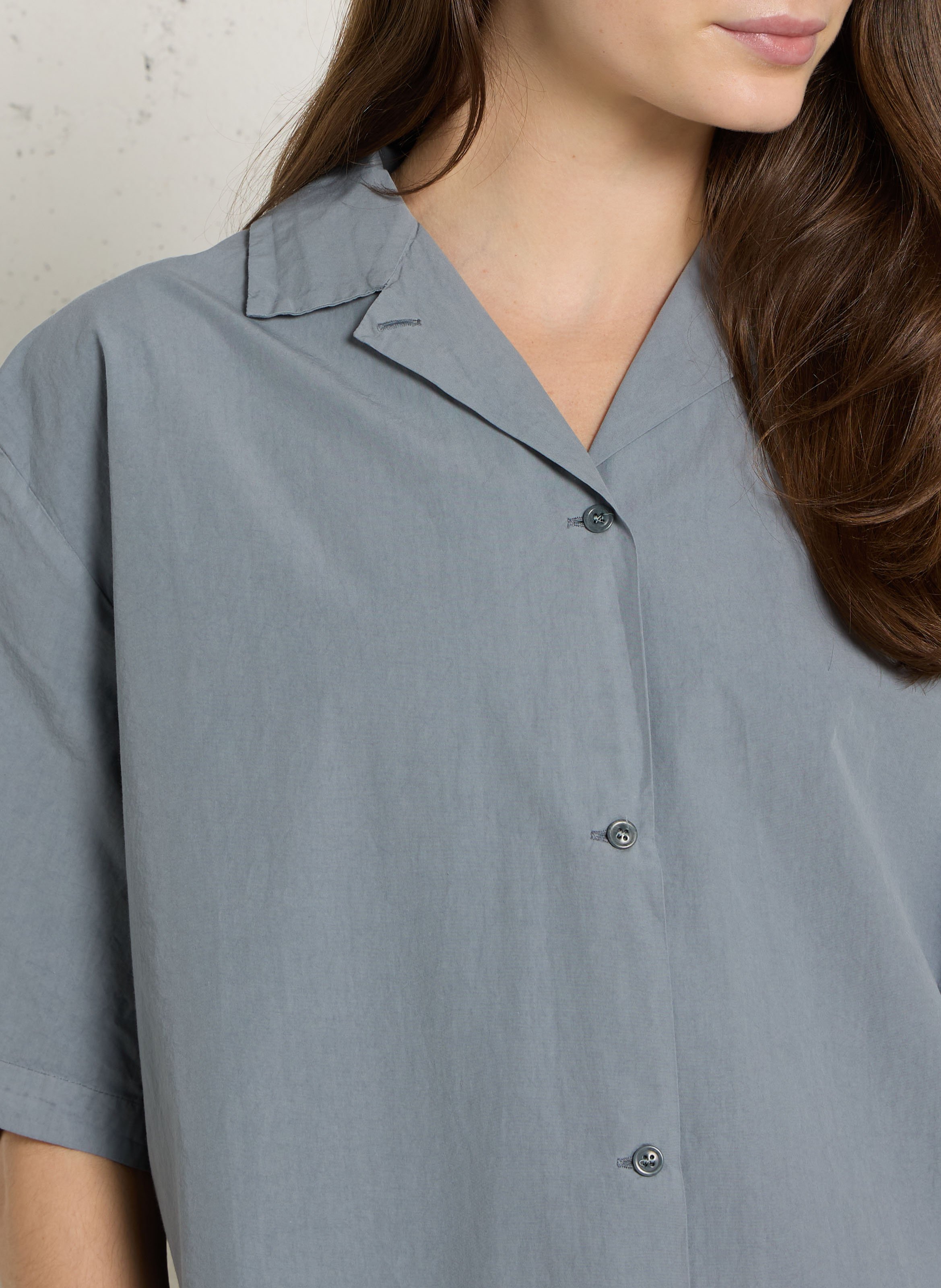 Solid straight button-up shirt MASSCOB Blue