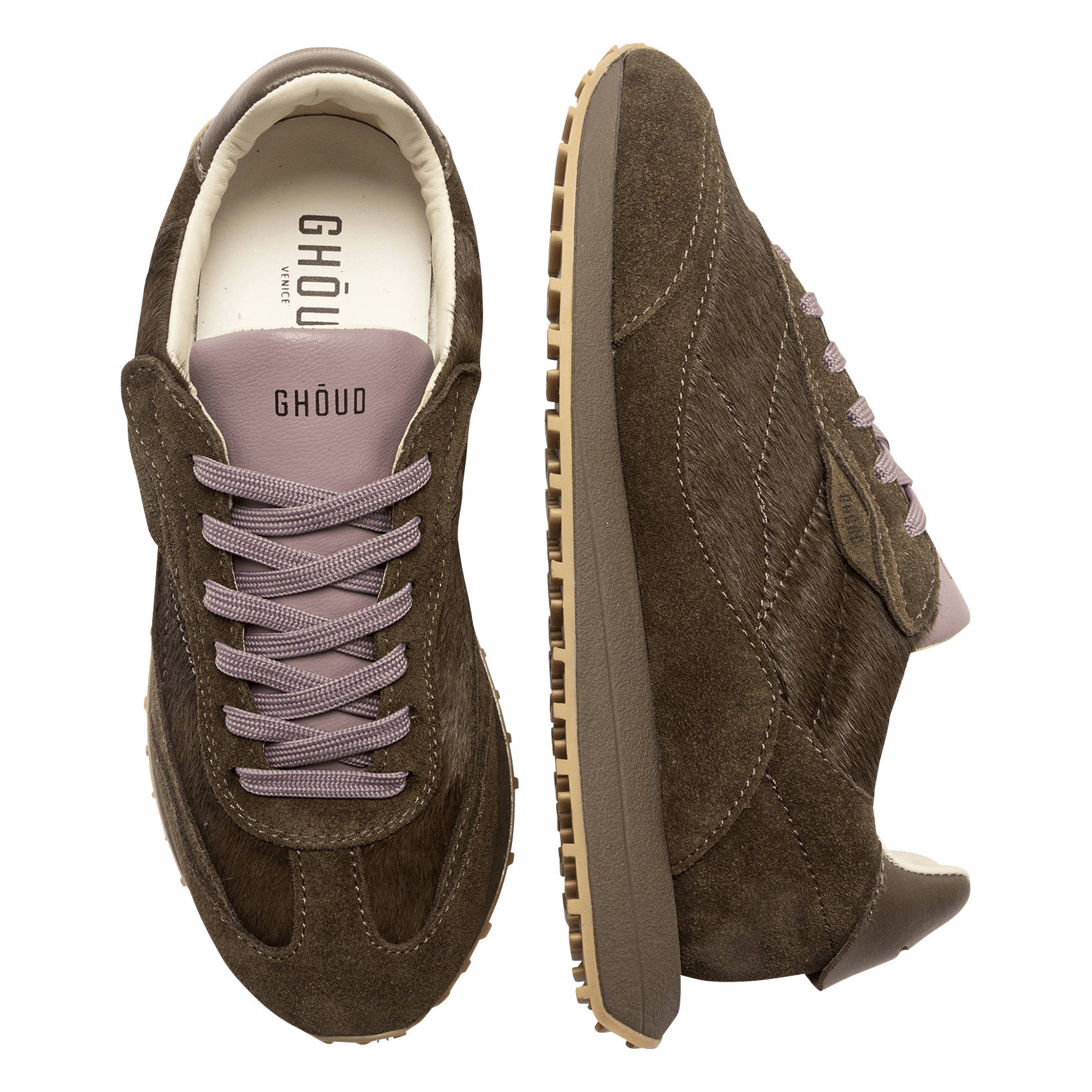 Low-top leather trainers GHOUD VENICE Khaki