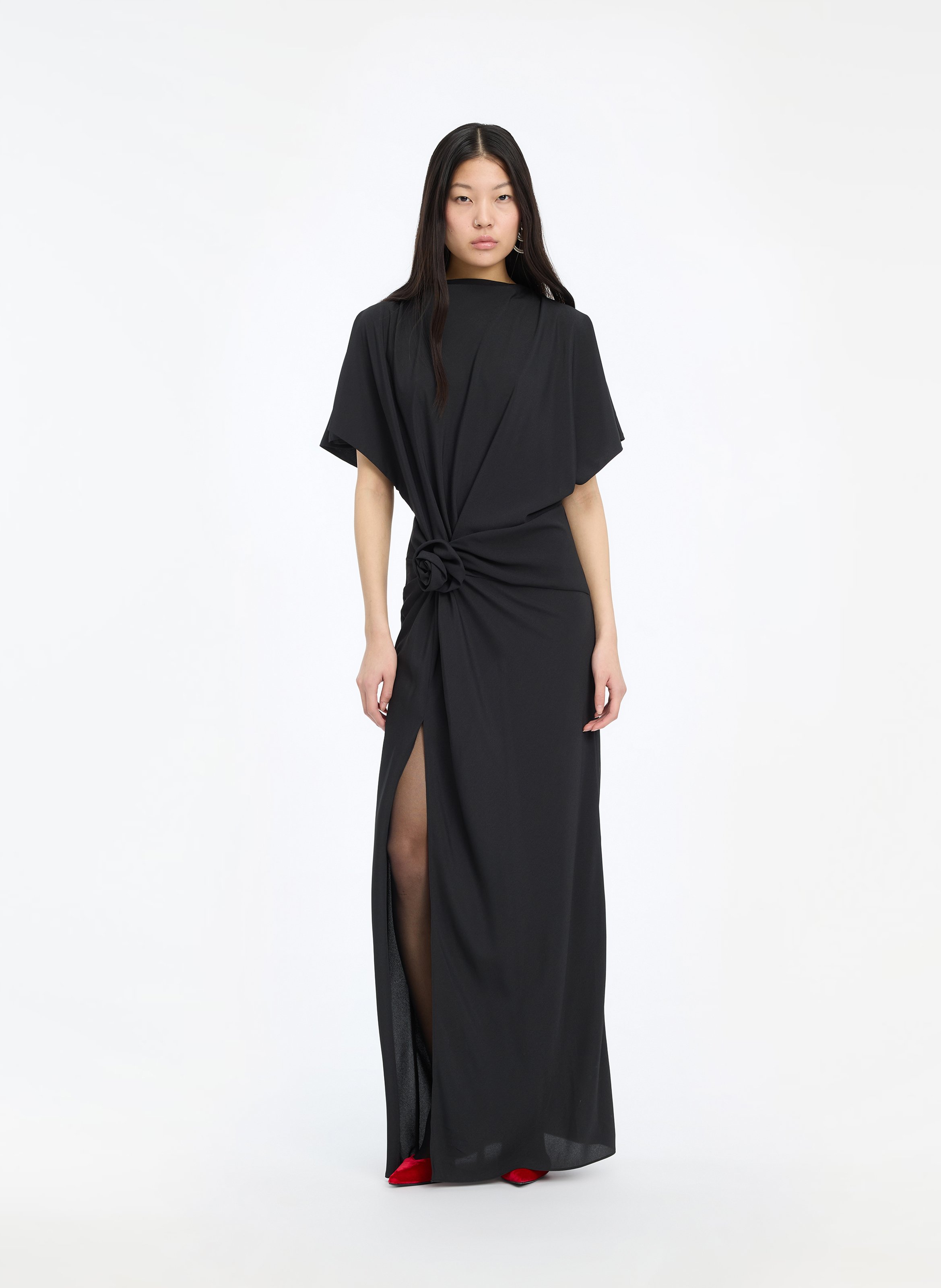 Long slit dress ROTATE Black