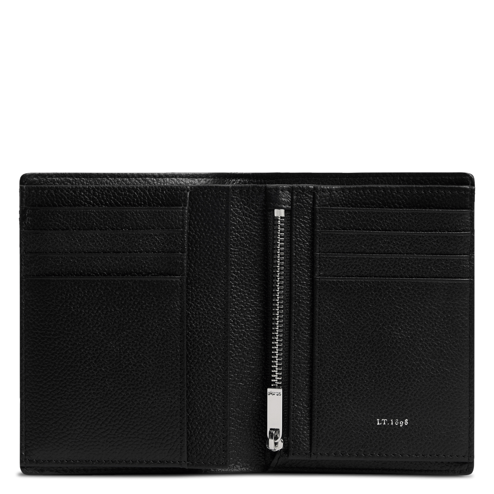 Vertical cowhide leather wallet LE TANNEUR Black