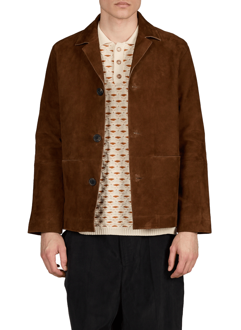 Gerade geschnittener Velourslederblouson mit Reverskragen SAISON 1865 Braun
