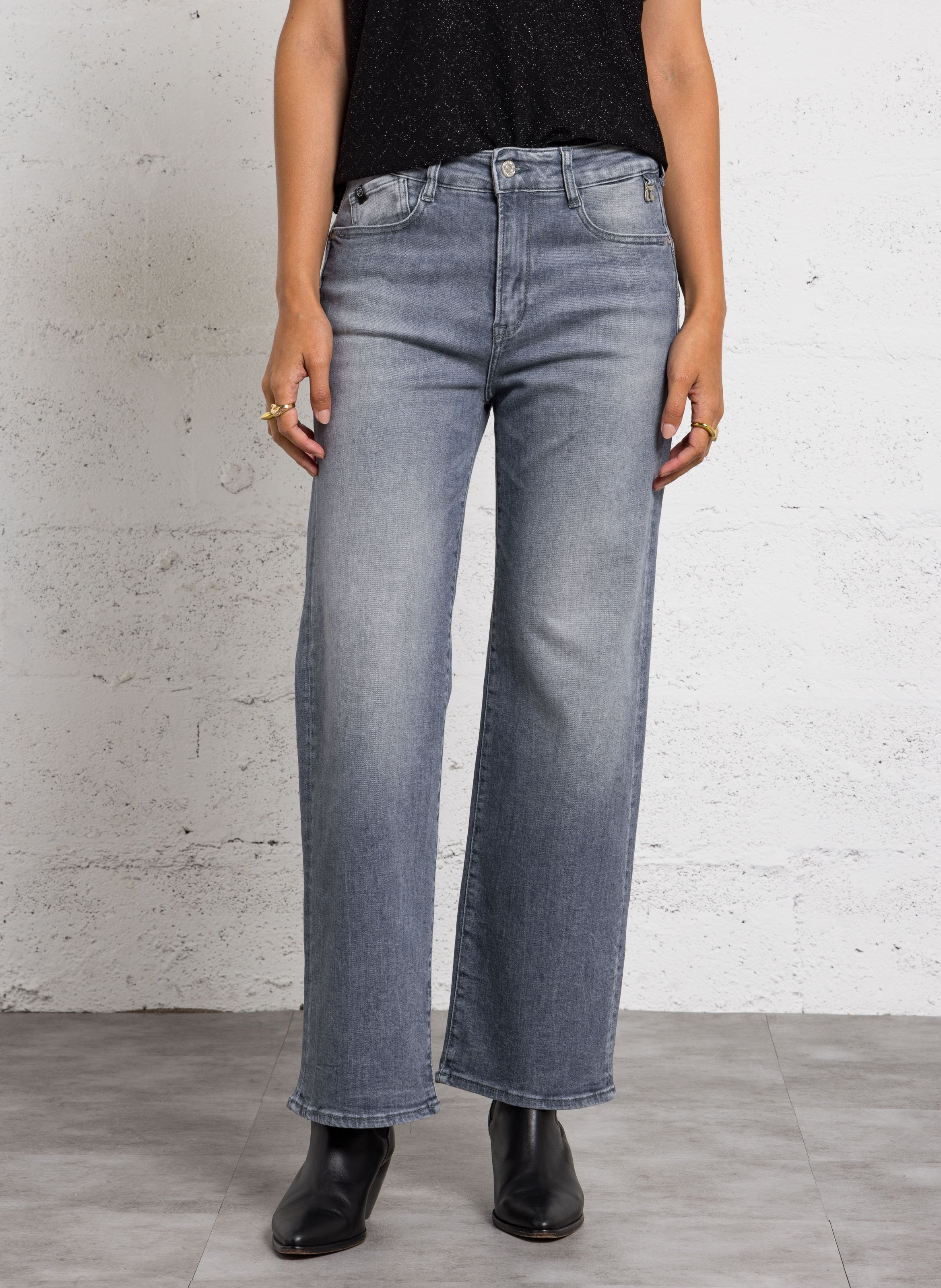 Wijde jeans LE TEMPS DES CERISES Grijs