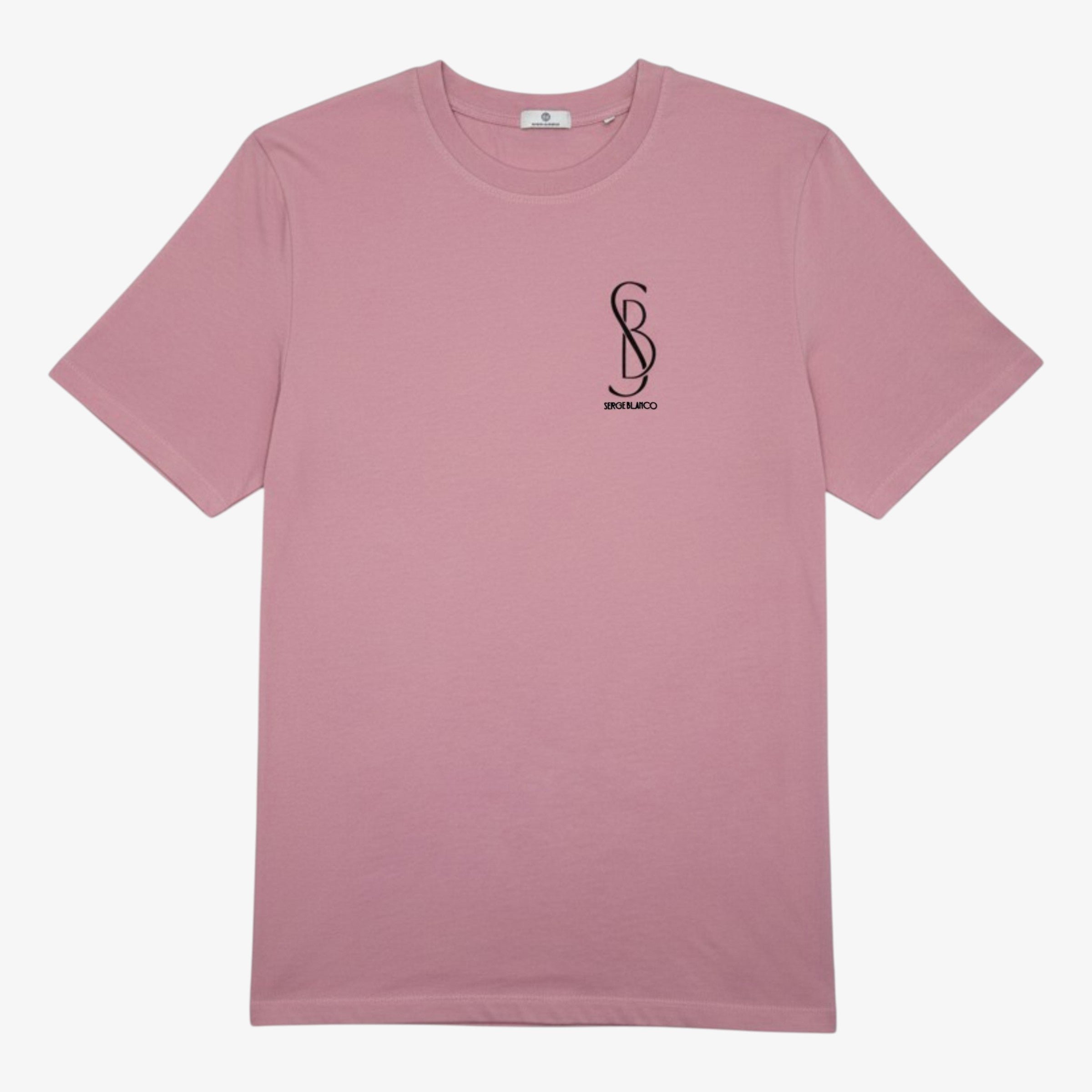 T-shirts col rond en coton et lin avec imprimé poitrine SERGE BLANCO Rose