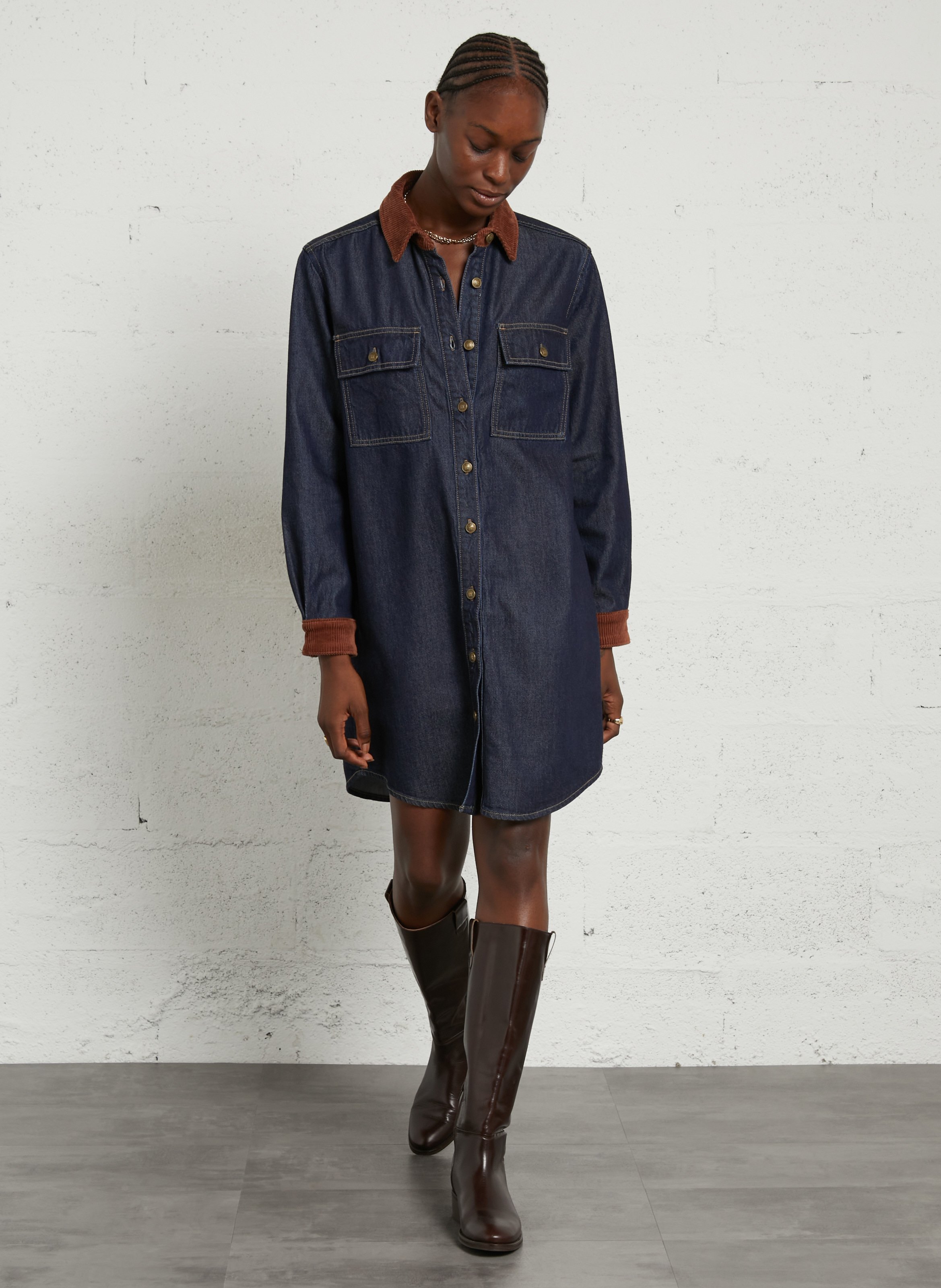 Kurzkleid mit klassischem Kragen MAISON 123 Blau