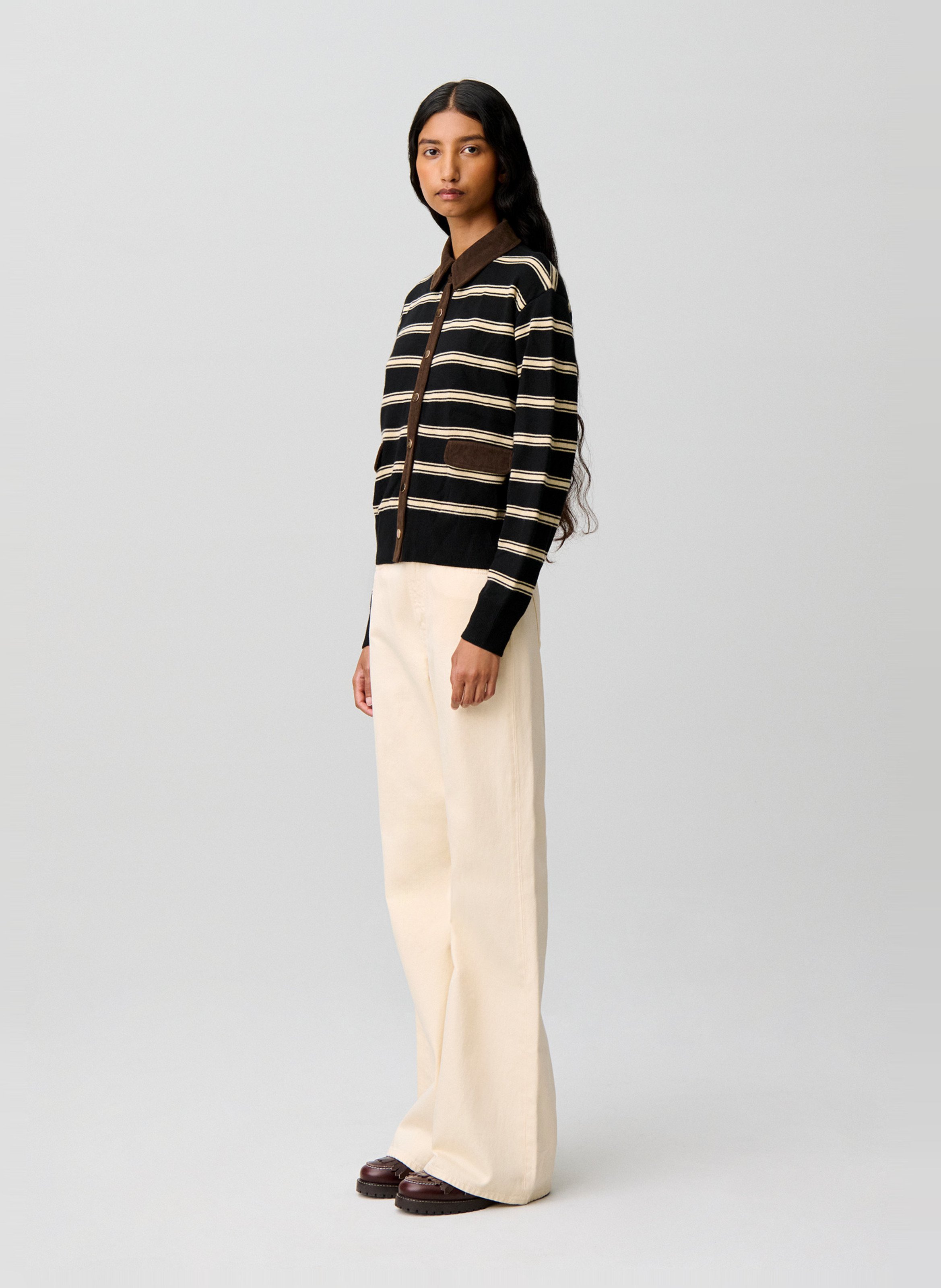 Cardigan col classique à rayures | Noir CLAUDIE PIERLOT Femme