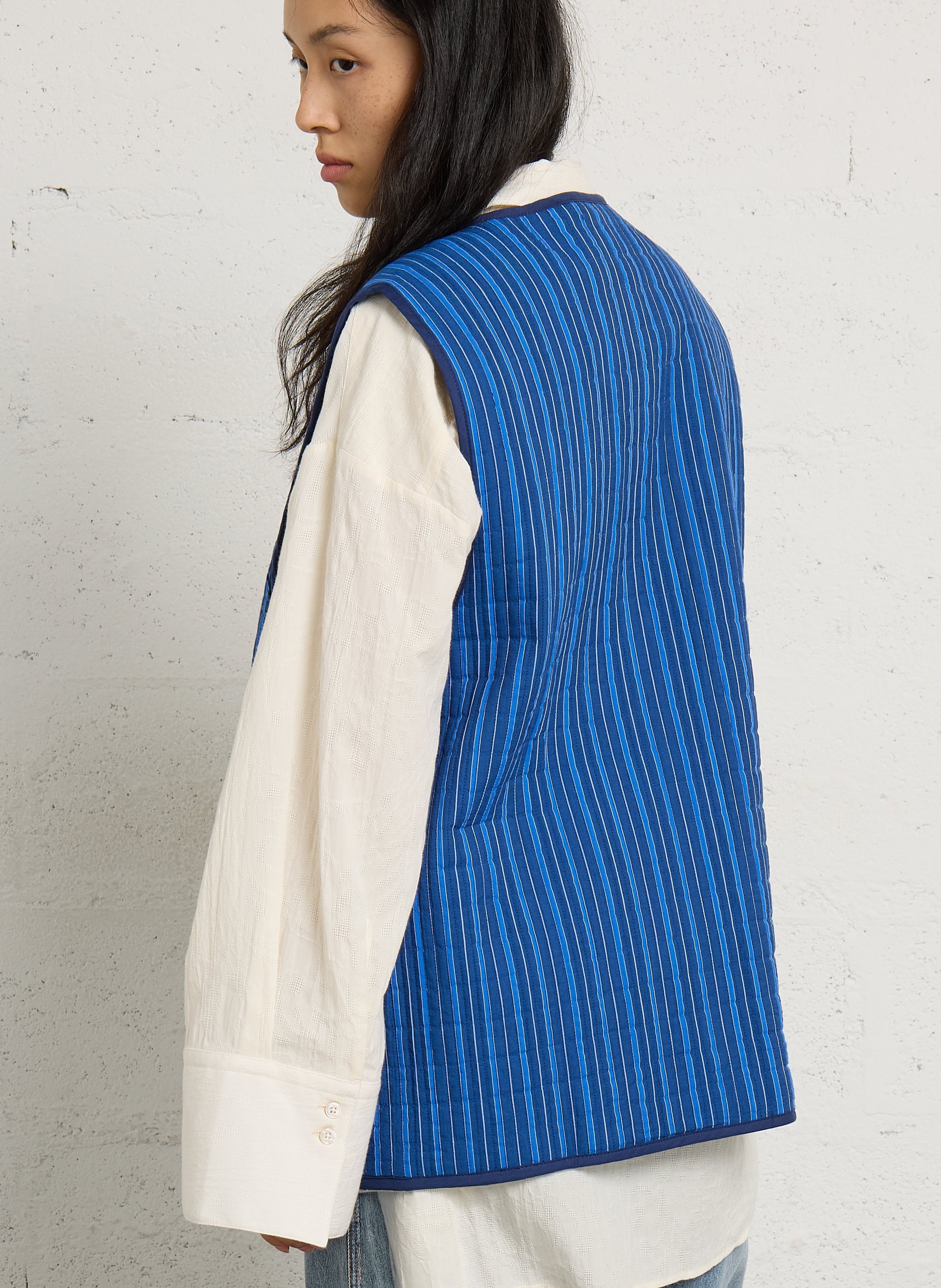 Sleeveless round neck striped vest RUE DE TOKYO Blue