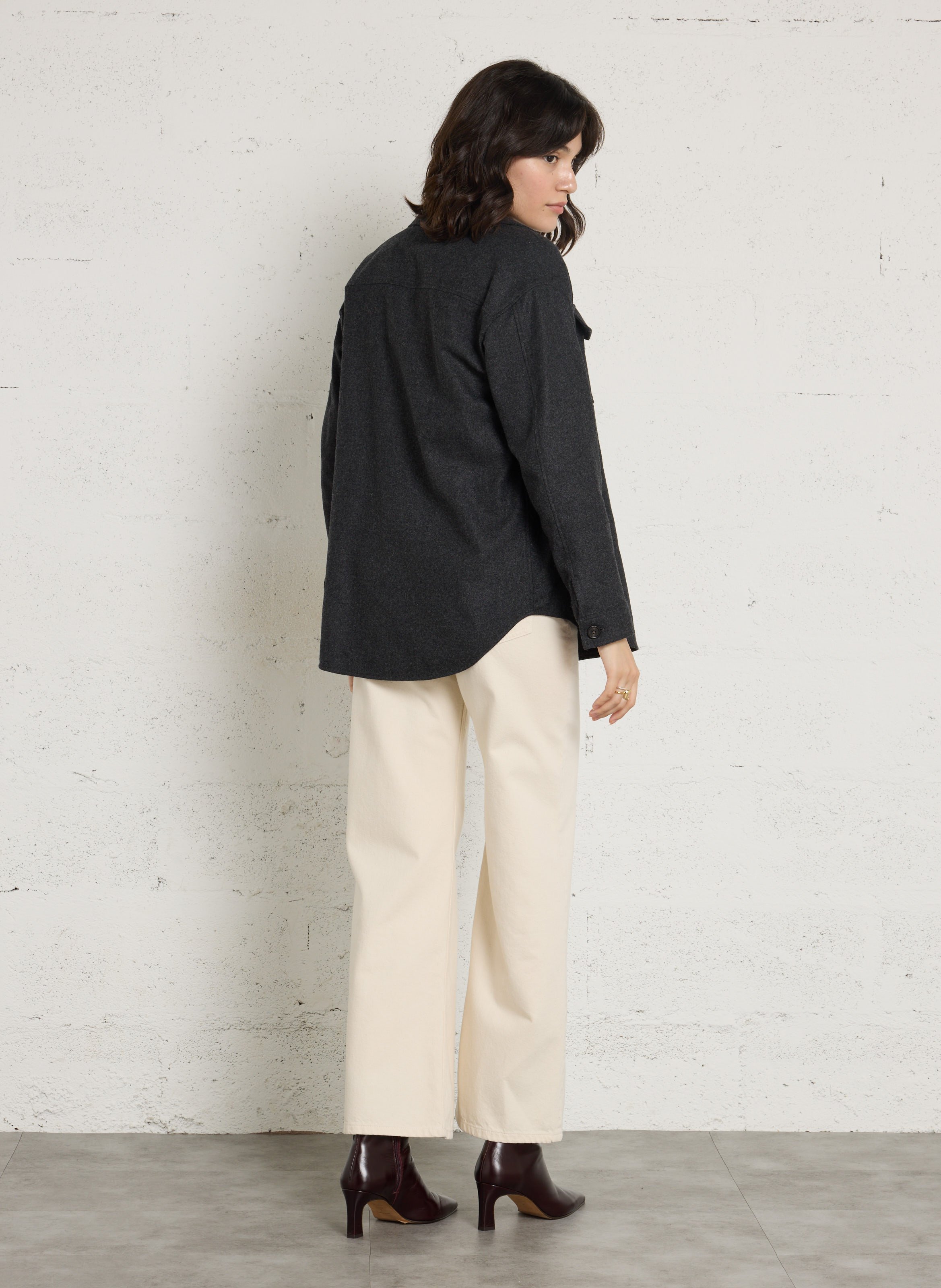 Chemise droite boutonnée unie HARTFORD Gris