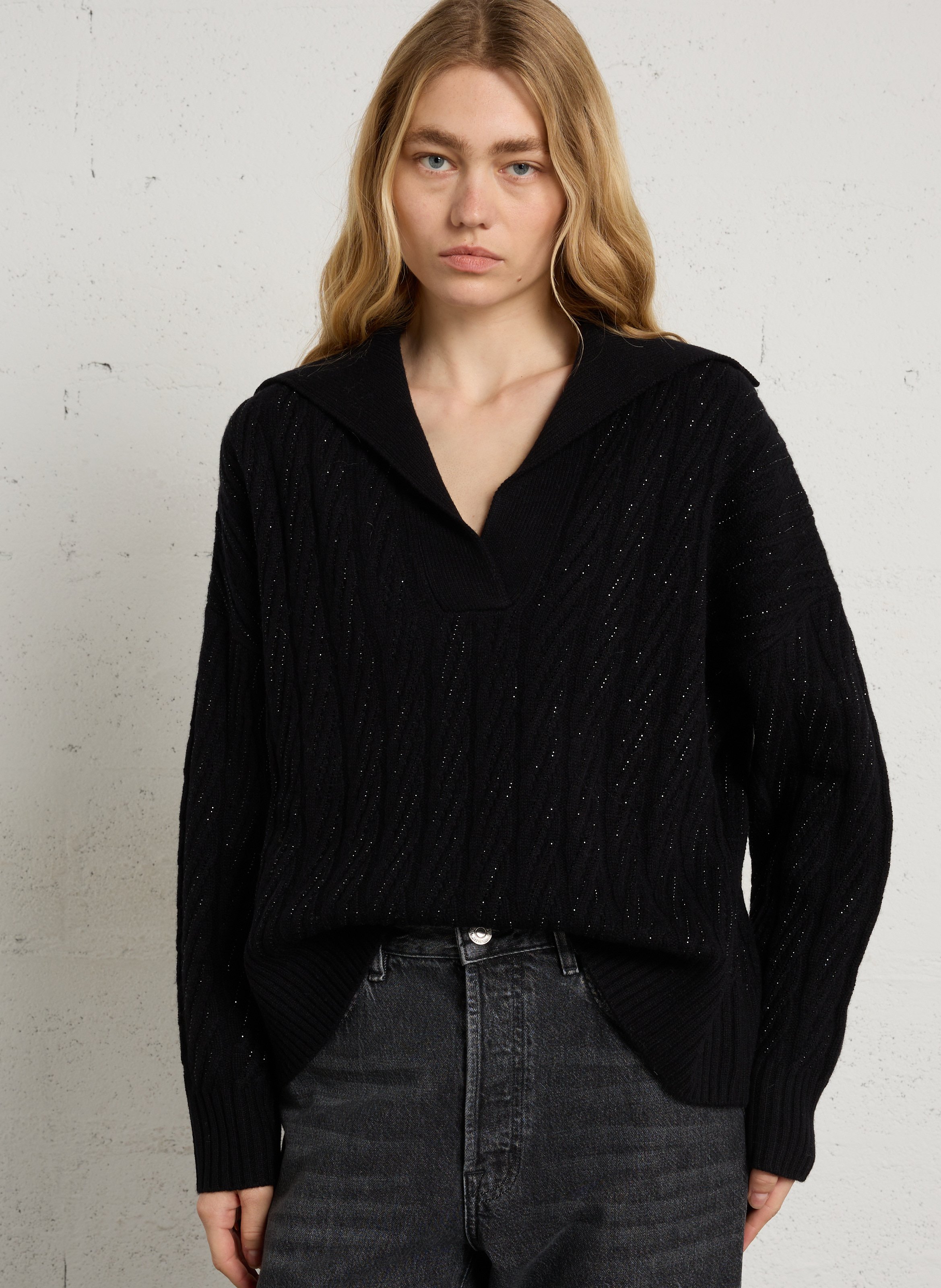 Pull orné de strass en laine BERENICE