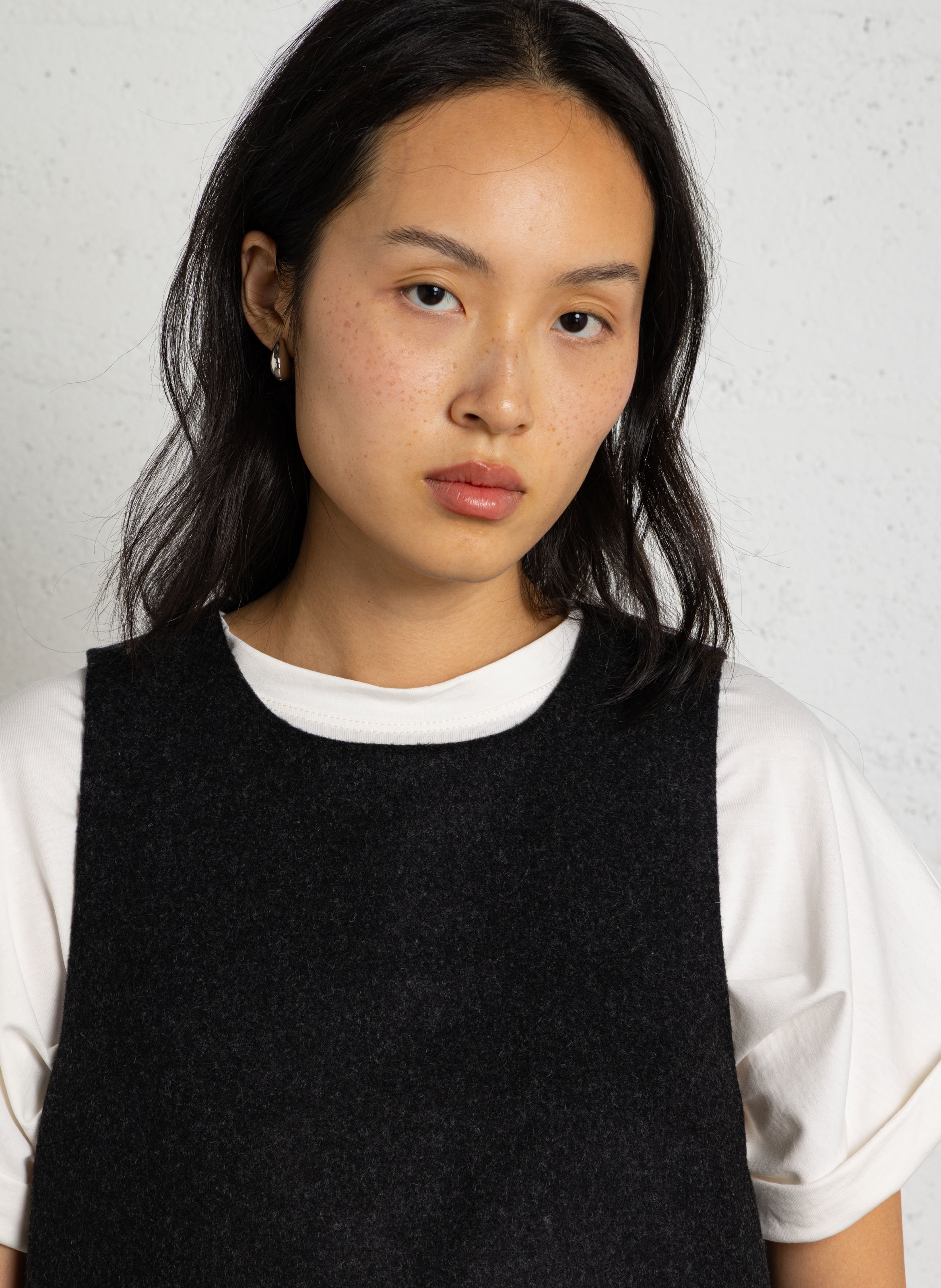 Robe courte en laine mélangée DES PETITS HAUTS Gris