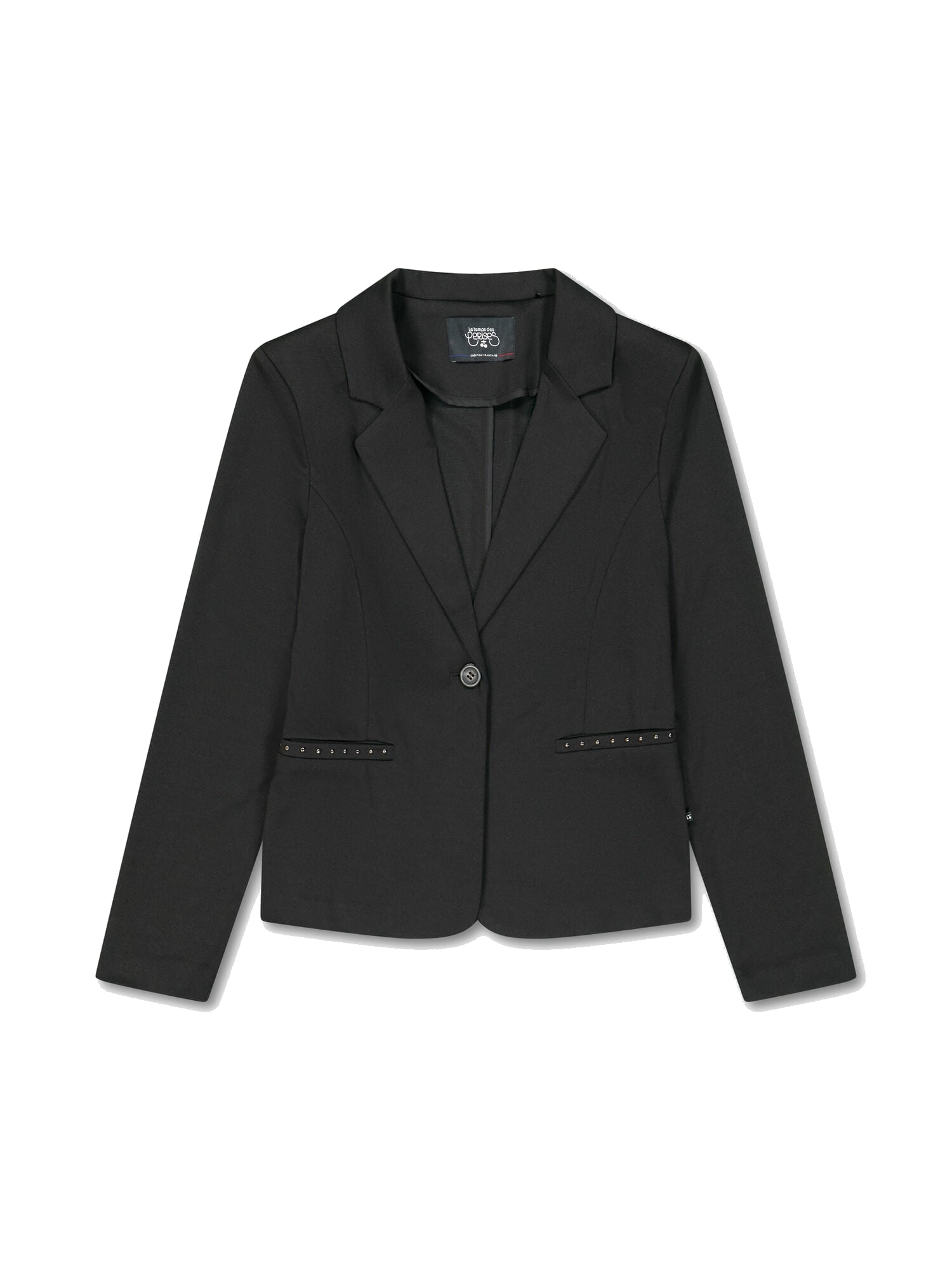 Buttoned suit collar jacket LE TEMPS DES CERISES Black