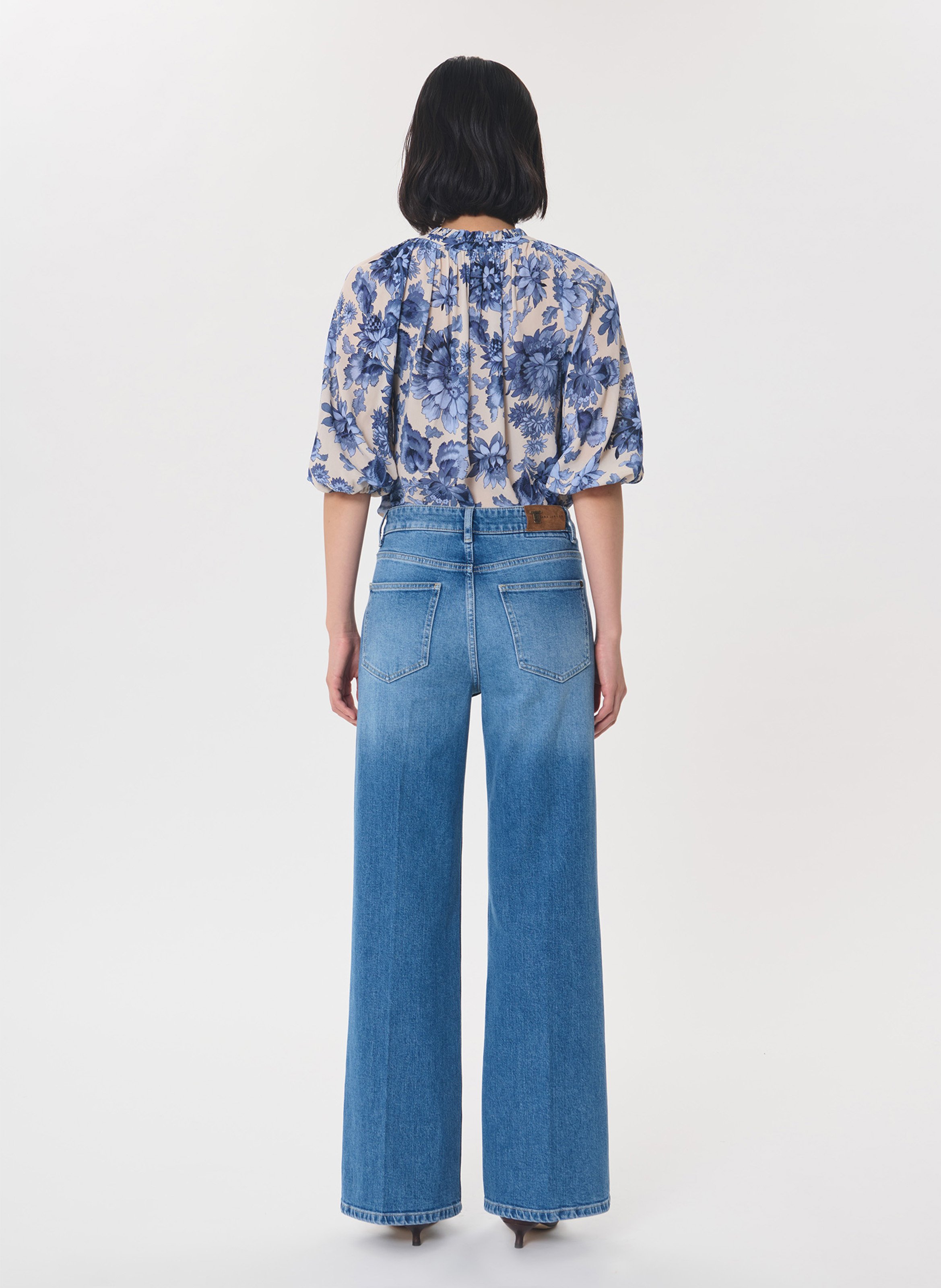 Wide-leg cotton-blend jeans TARA JARMON Blue