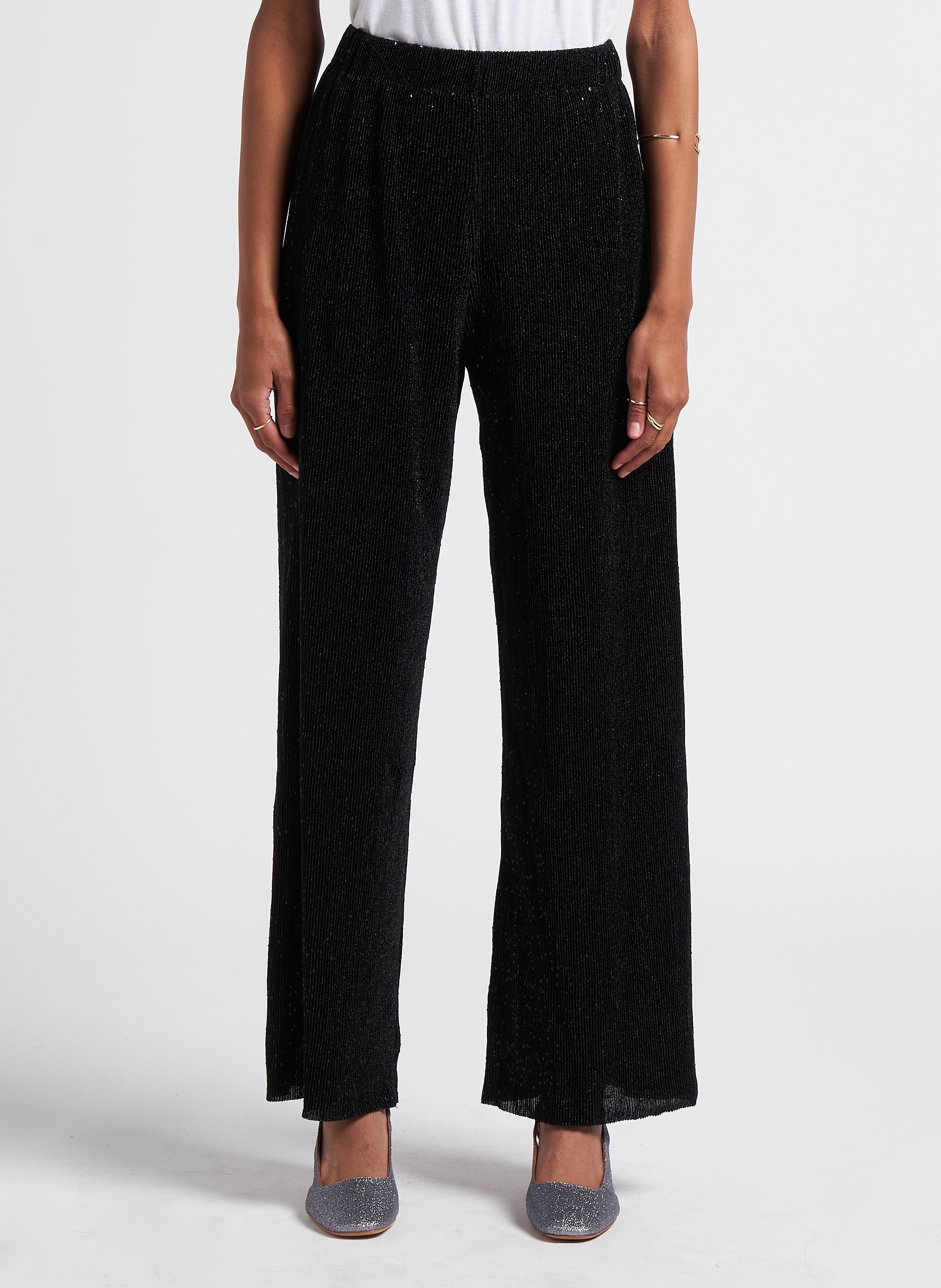 Wide-leg sequined pants GRACE ET MILA Black