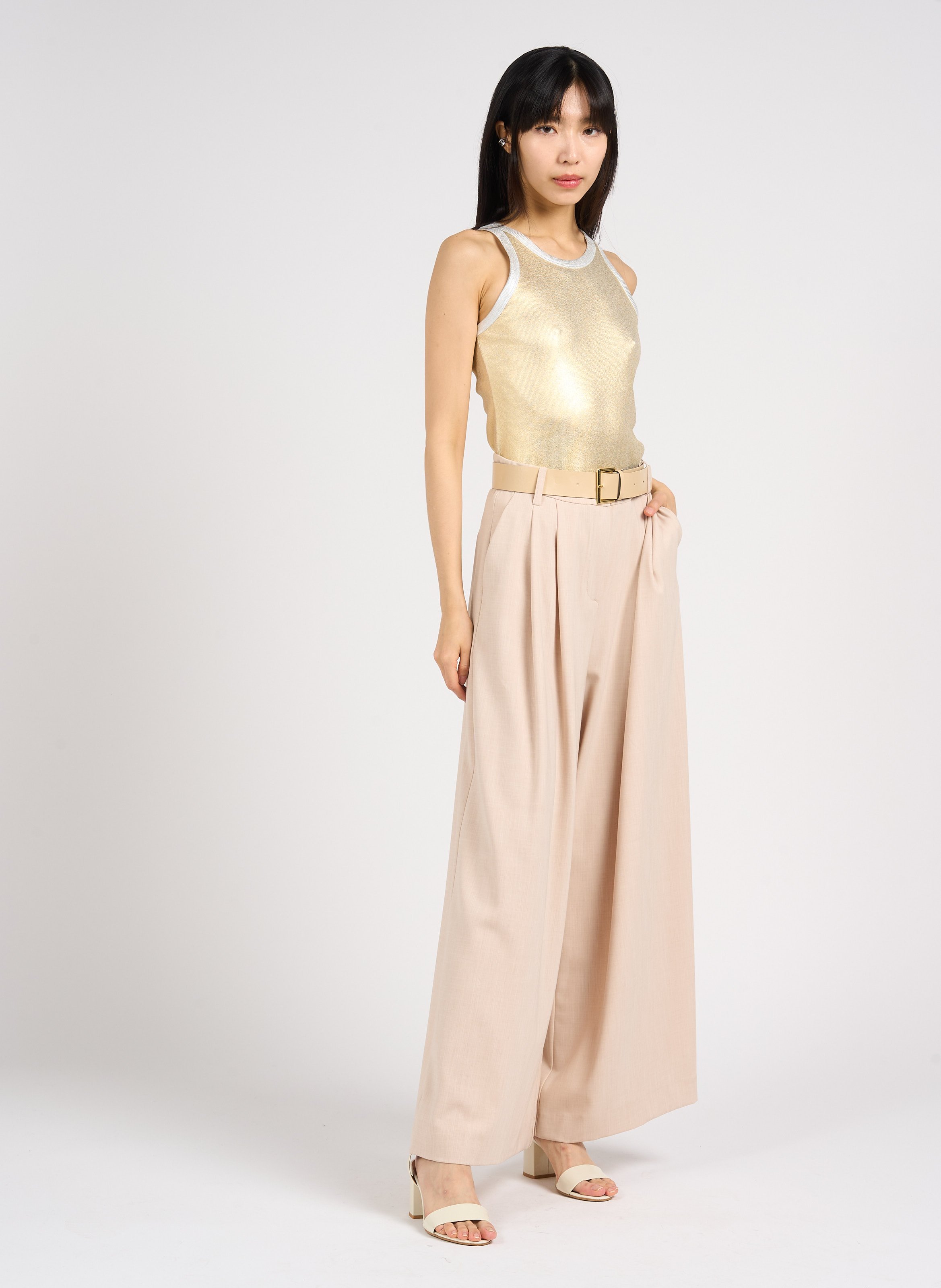 Pantalon palazzo ceinturé IMPERIAL Beige