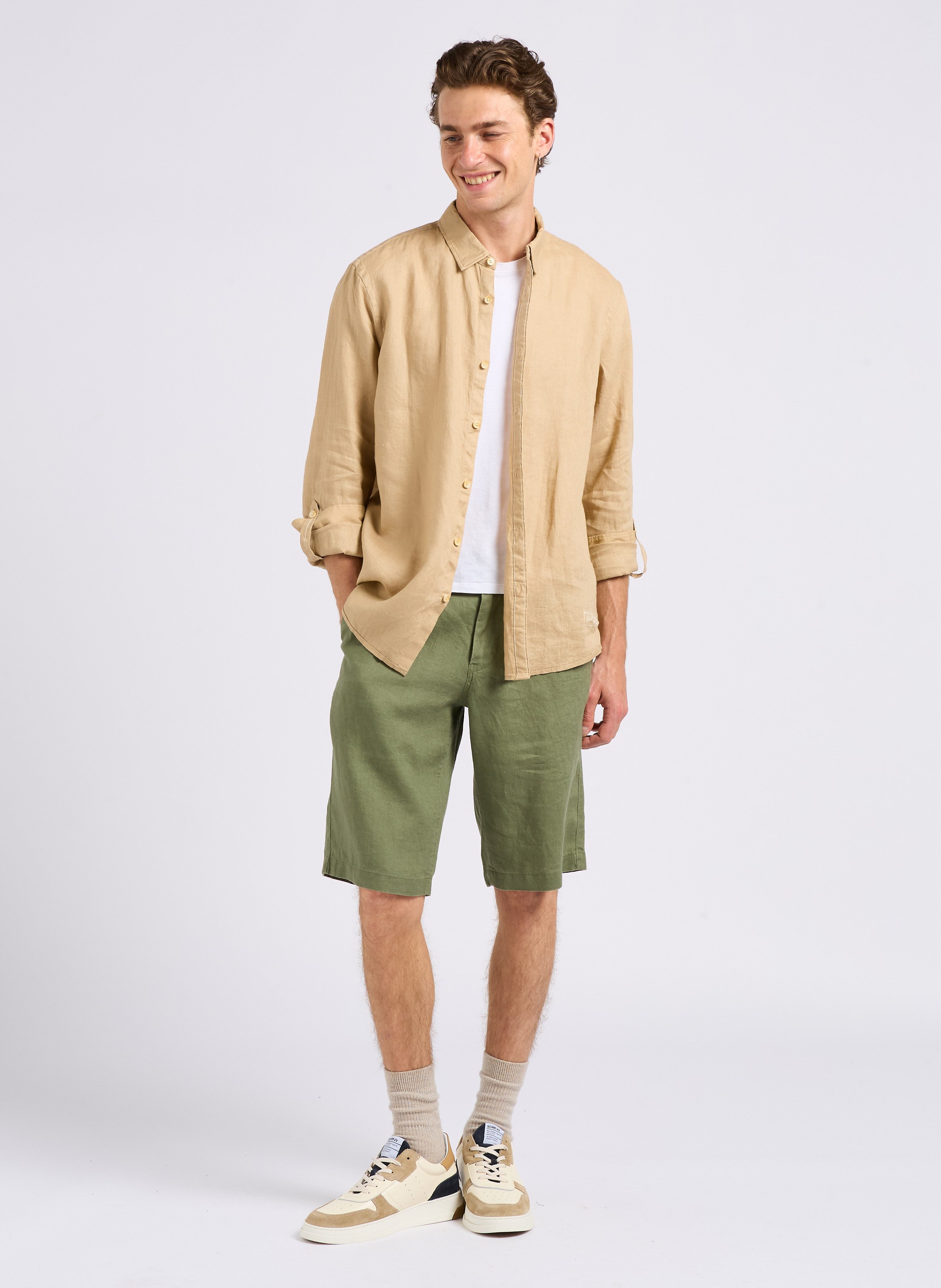 Chemise regular en lin Beige