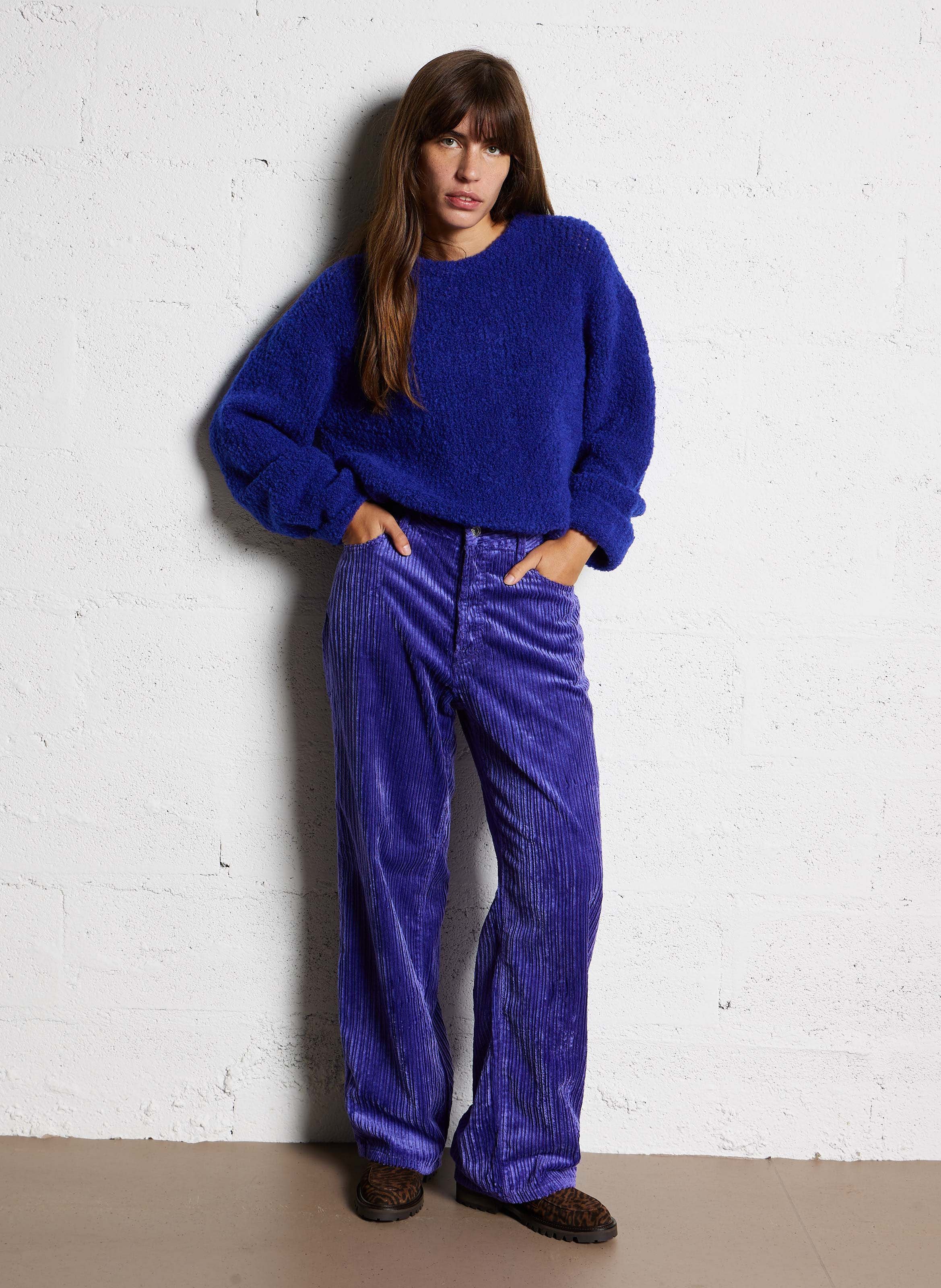 Pantalon droit en coton mélangé BELLEROSE Violet