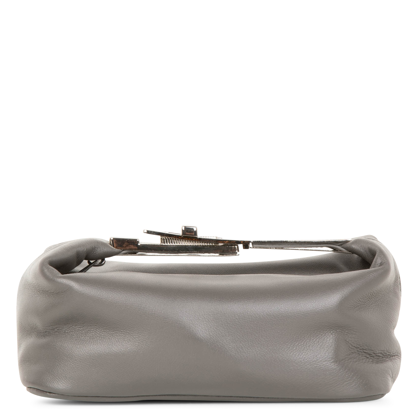 Small leather bag with metal handle BERENICE Grey