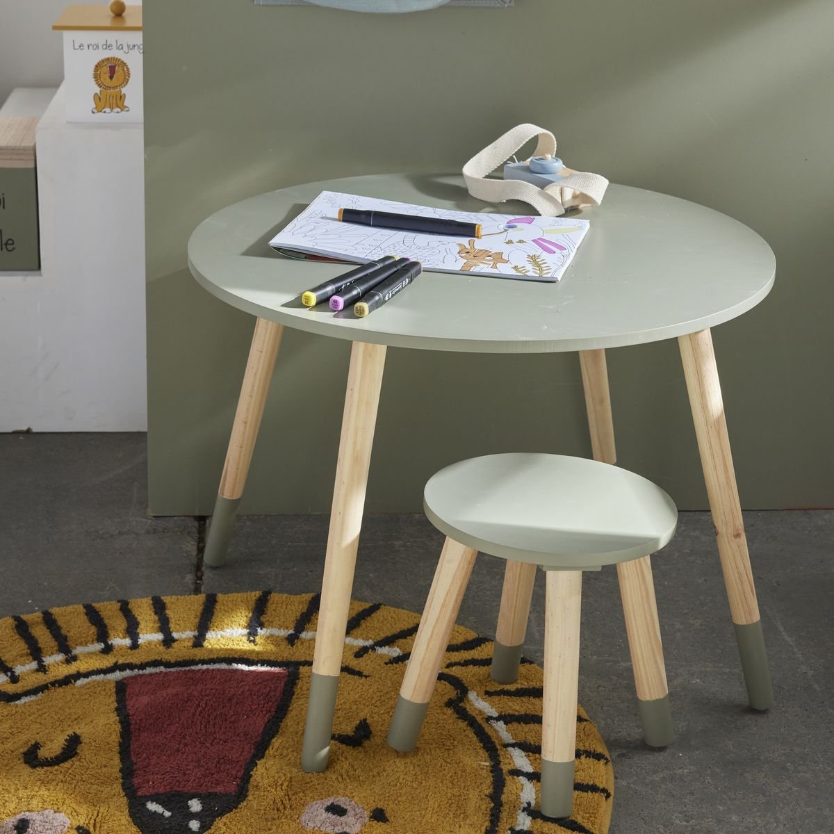 Table ronde enfant en mdf FACTORY Vert