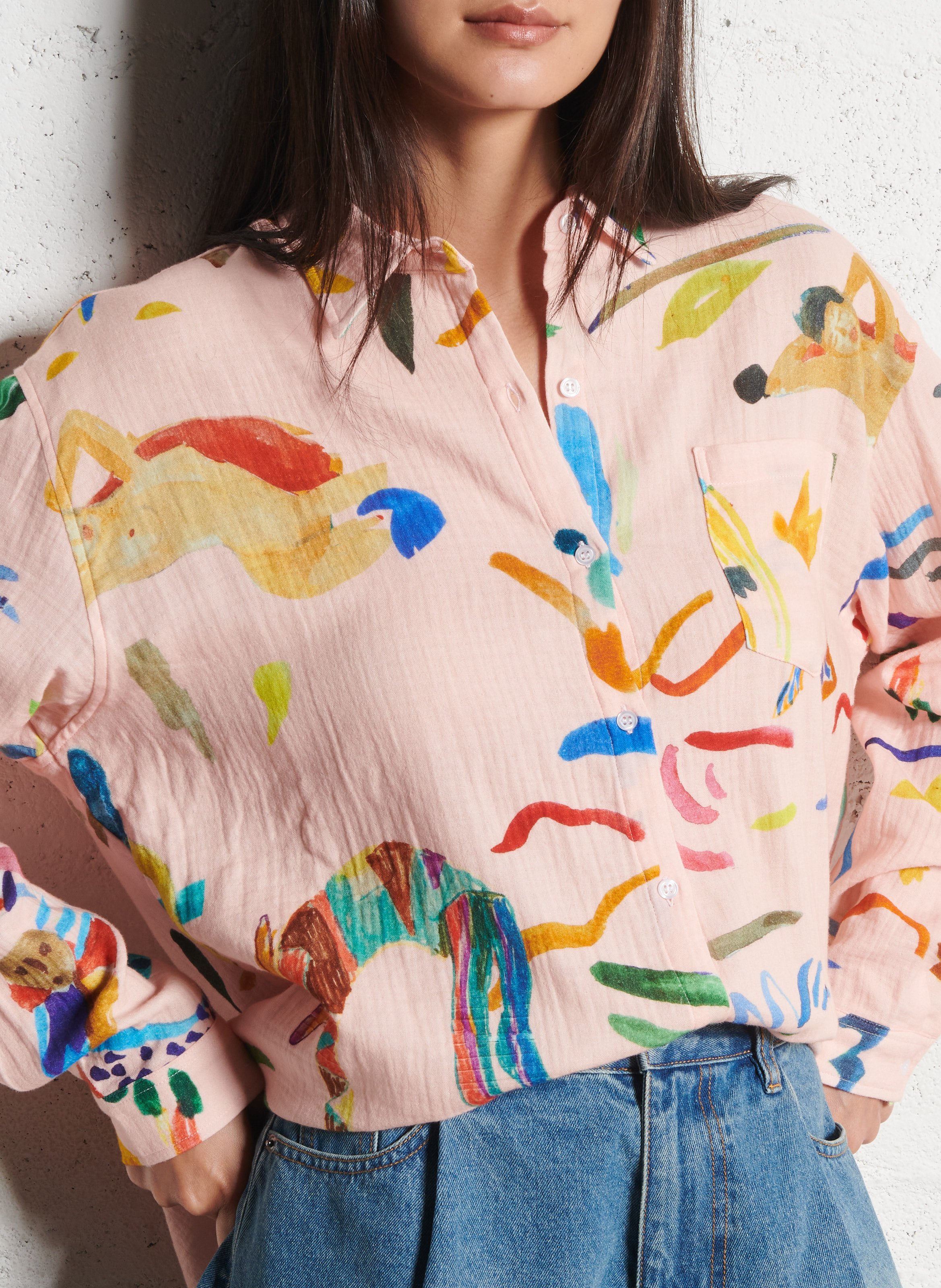 Capri plain oversized shirt G.KERO Pink