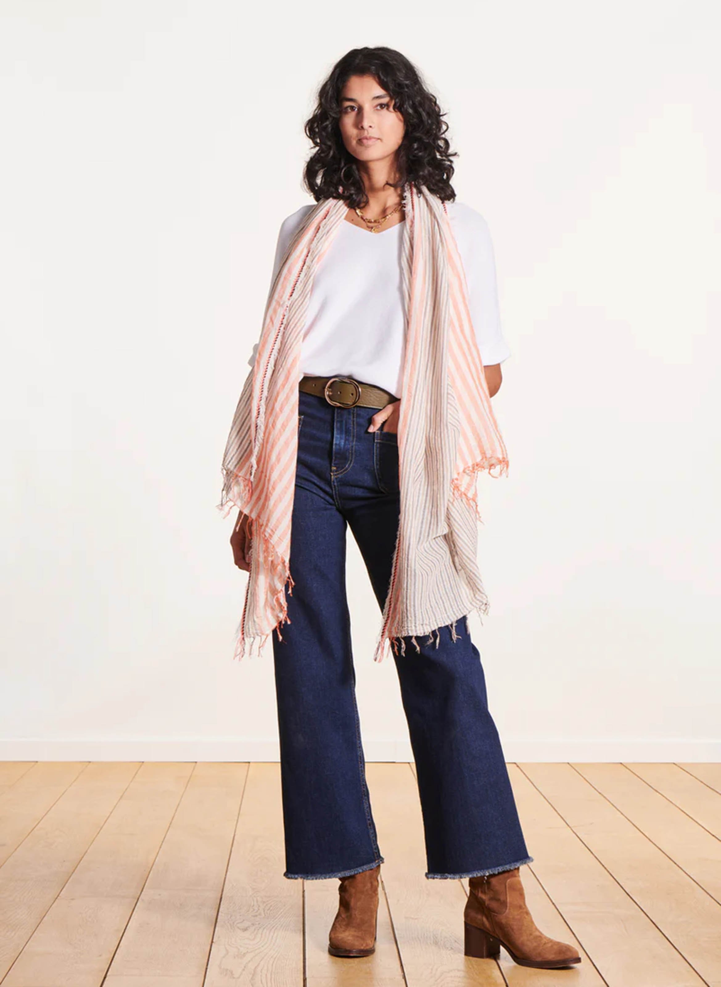 Loose-fit V-neck knit top LA FEE MARABOUTEE White