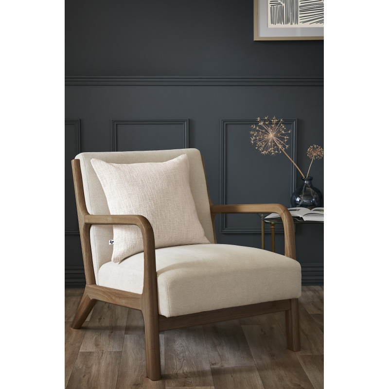 Coussin déco déhoussable 100% coton L'EFFET PAPILLON Beige