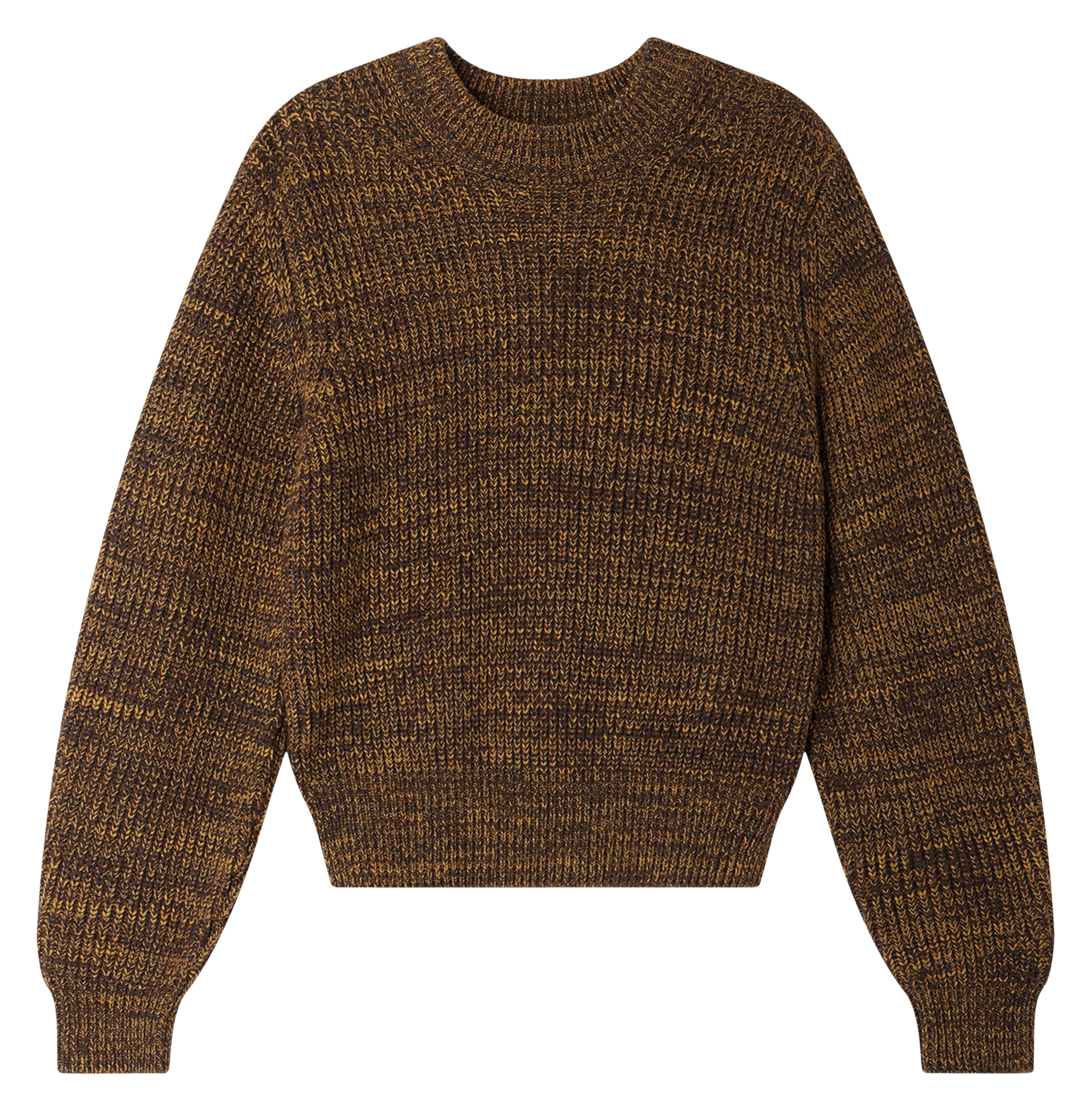 Pull ajusté col rond en maille mélangée SESSUN Marron