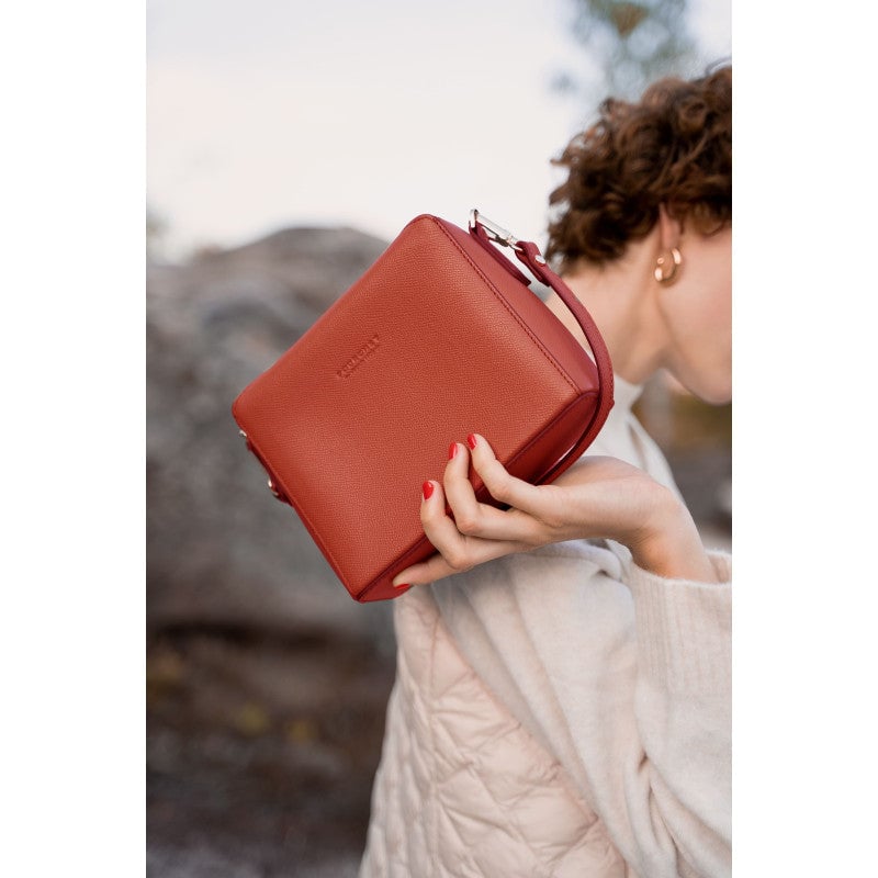 Sac porté travers - cuir de vachette POURCHET Rouge