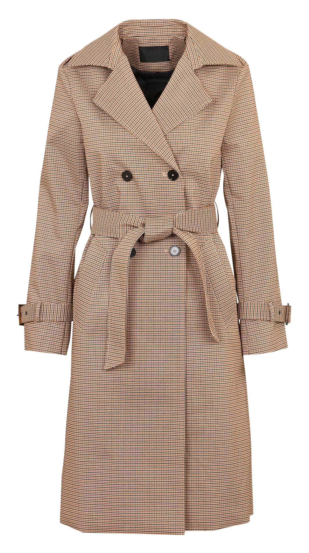 Checked trench with tailored collar IKKS Brown