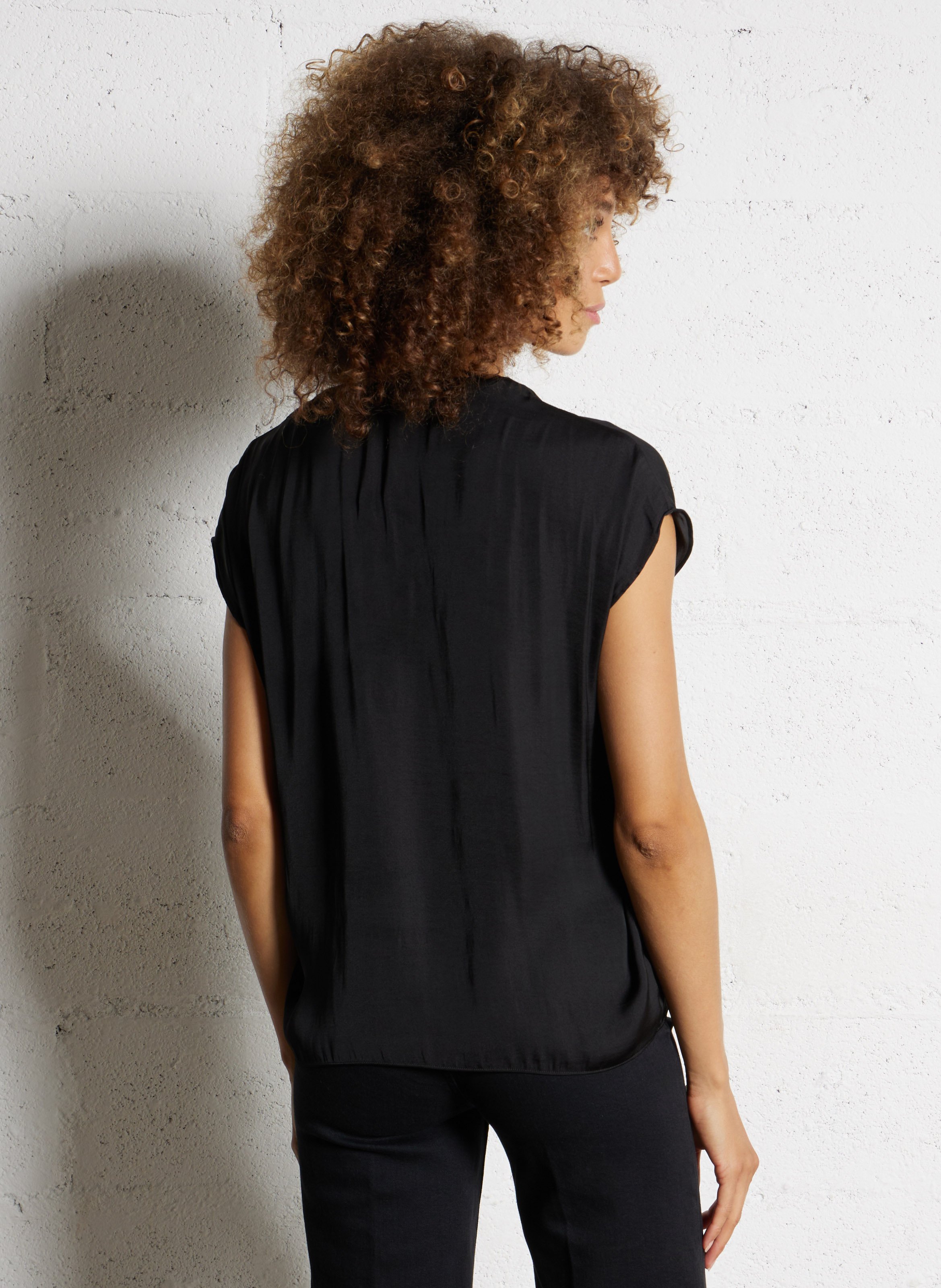 Satin straight blouse MAISON 123 Black