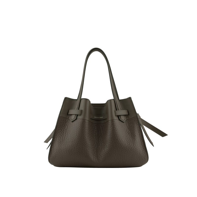 Handbag - cowhide leather POURCHET Brown
