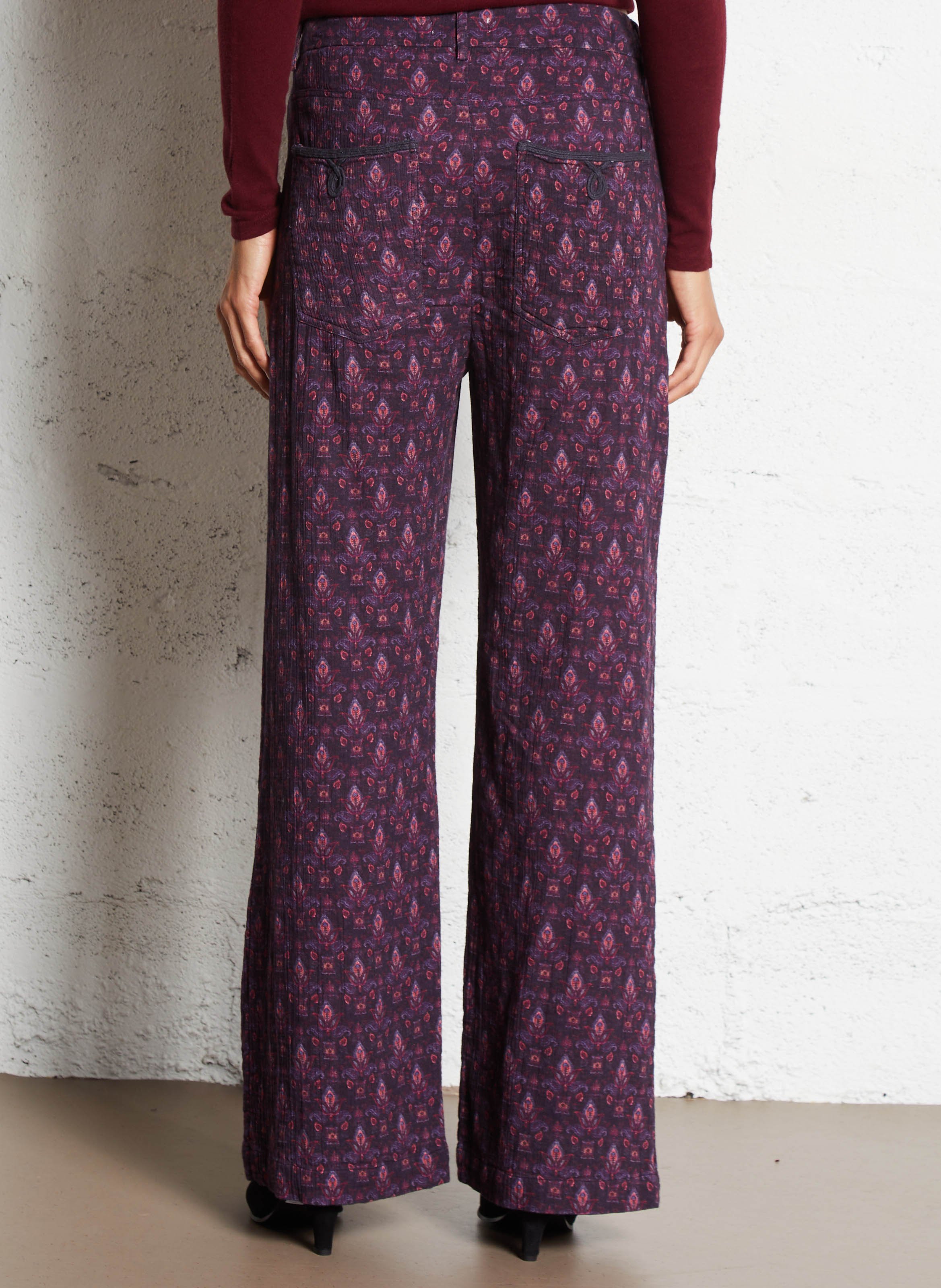 Pantalon large en coton MAISON HOTEL Violet