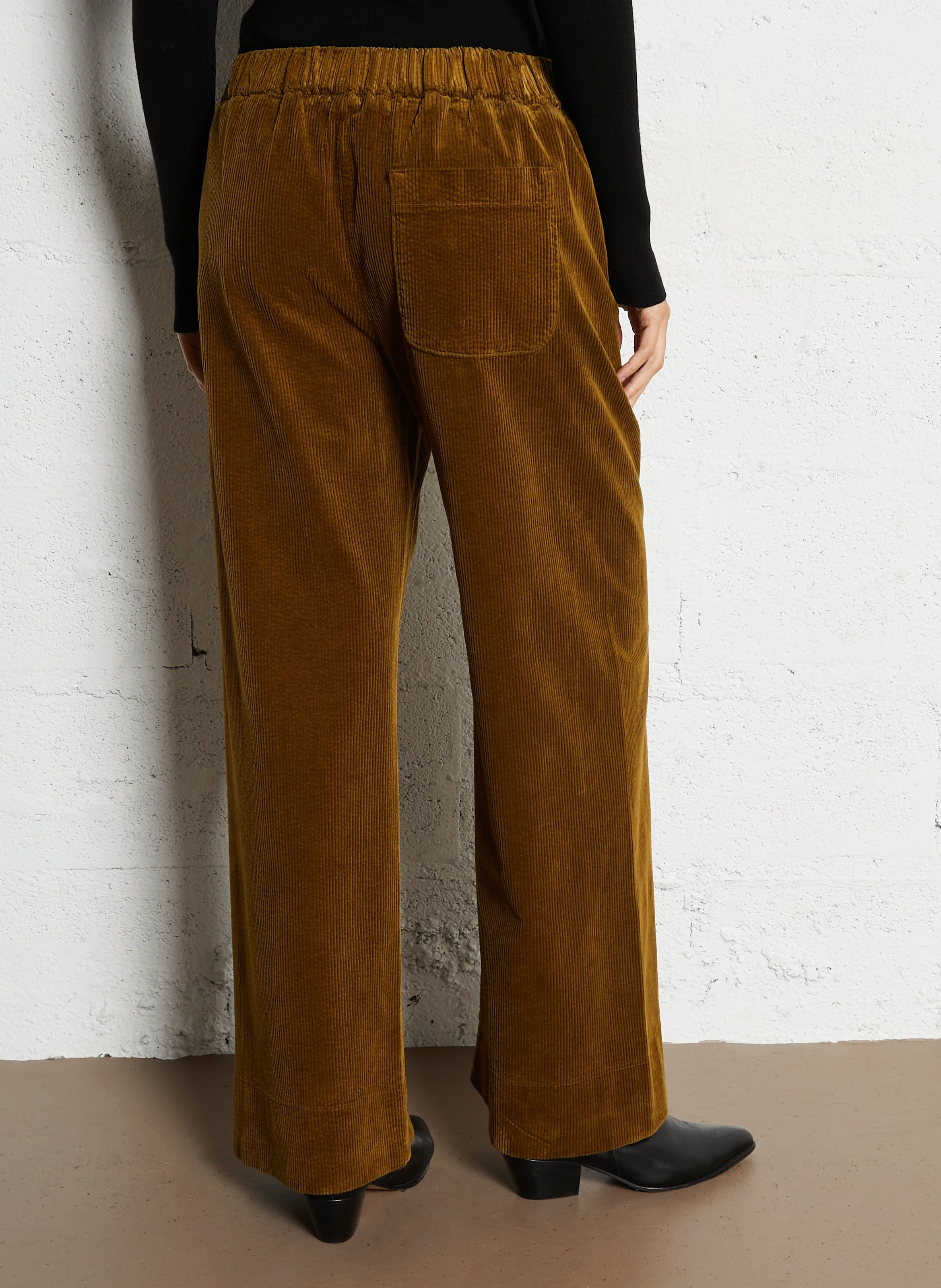 Pantalon large en velours côtelé HOD PARIS Marron