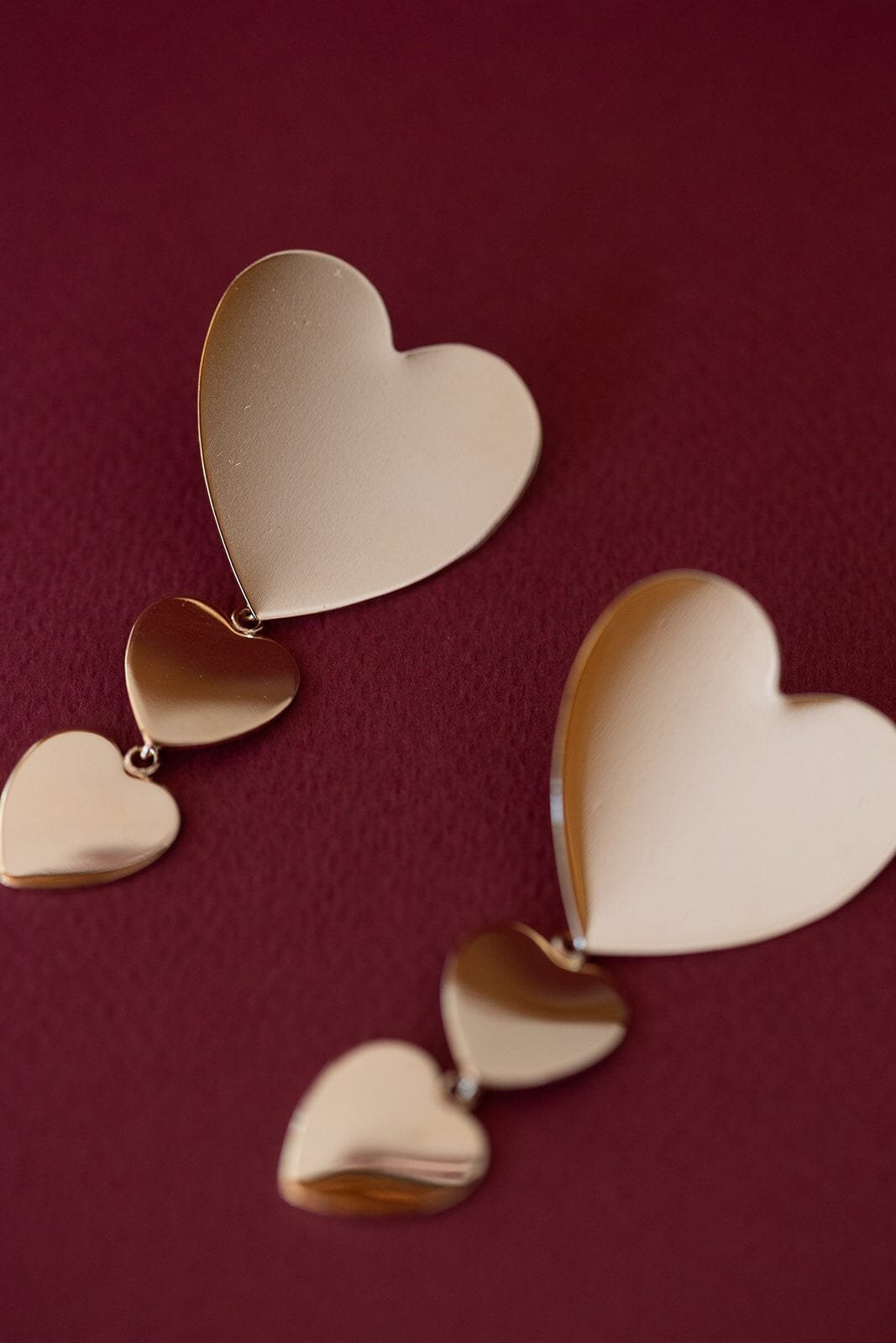 Silver-plated heart dangle stud earrings MONSIEUR SIMONE Golden