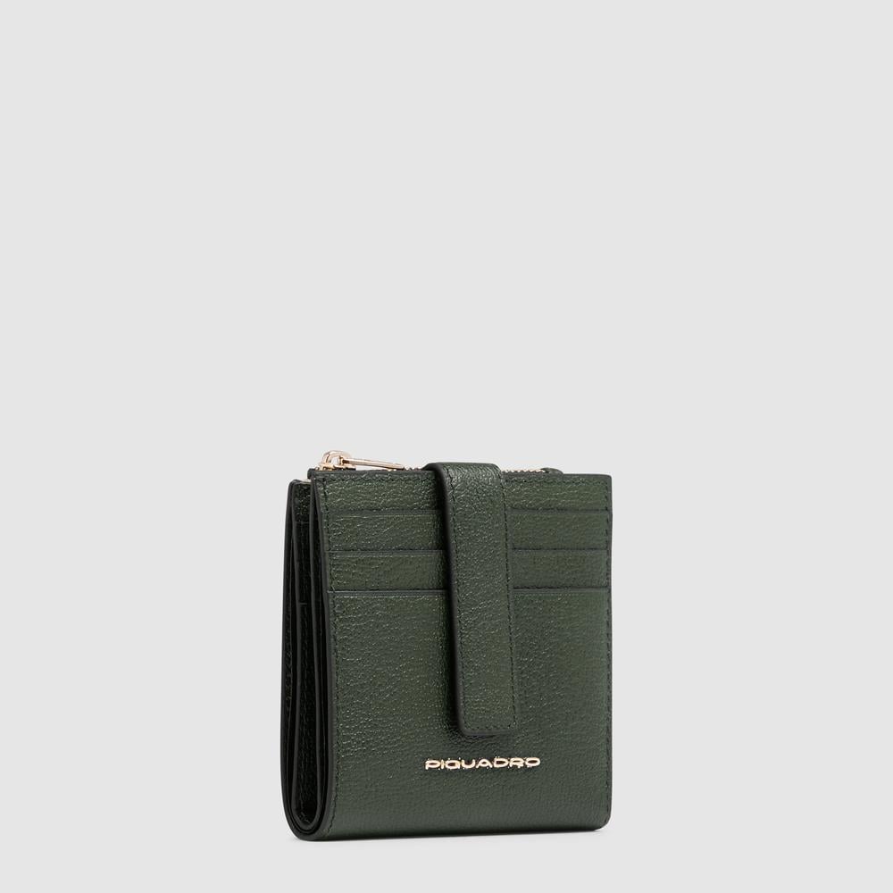 Women's leather credit card holder with coin pocket and RFID protection PIQUADRO Green