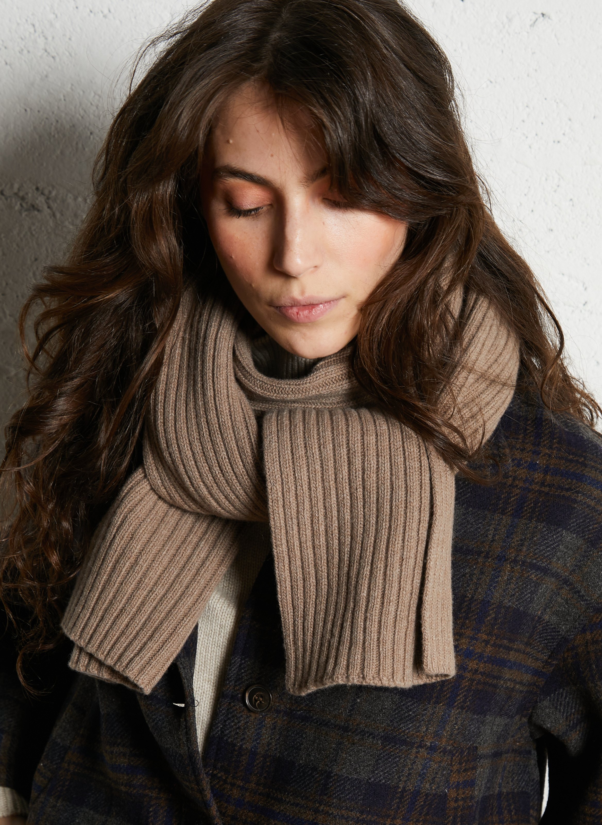 Foulard aus Wolle und Leinen BECKSONDERGAARD Braun