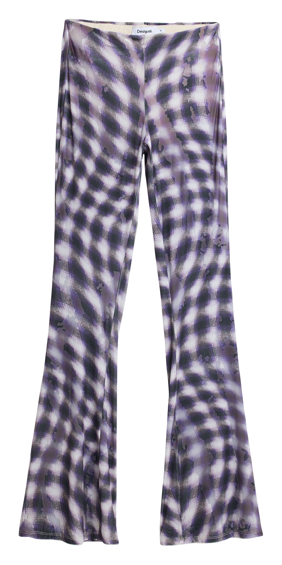 Pantalon flare taille haute à carreaux DESIGUAL Bleu