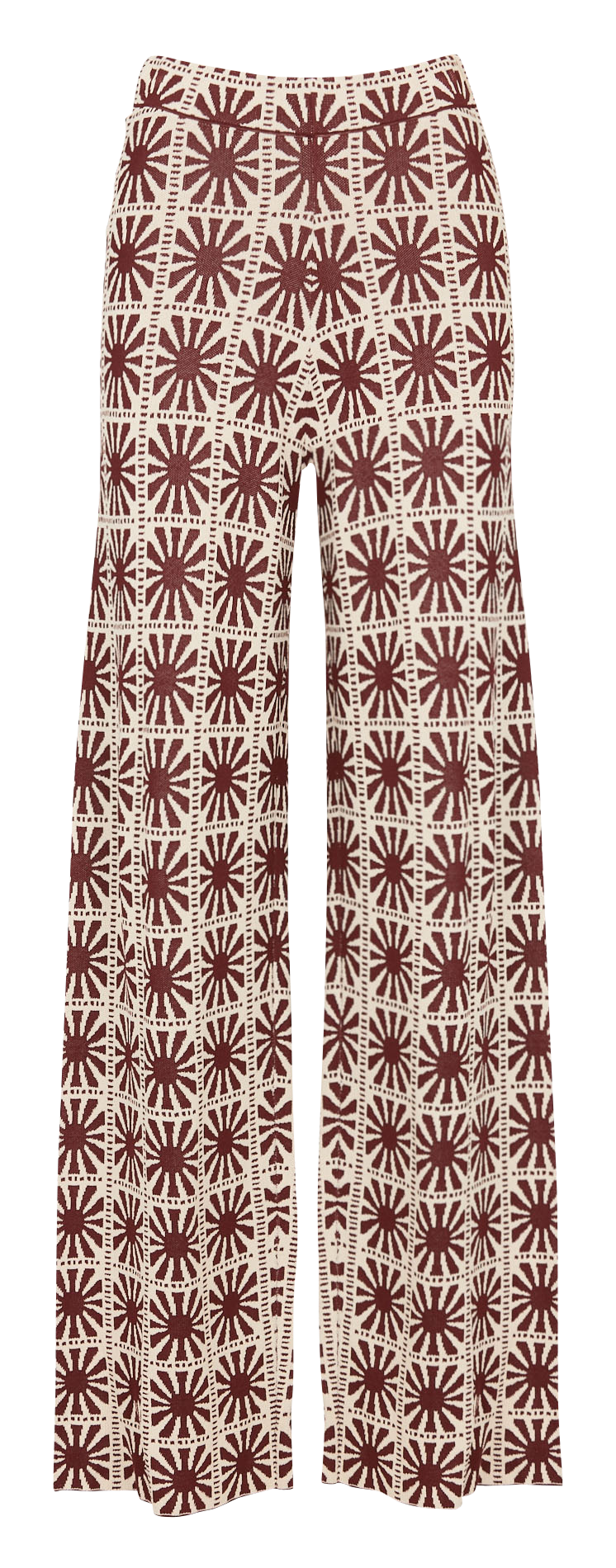 Pantalon jacquard taille haute SUNCOO Marron