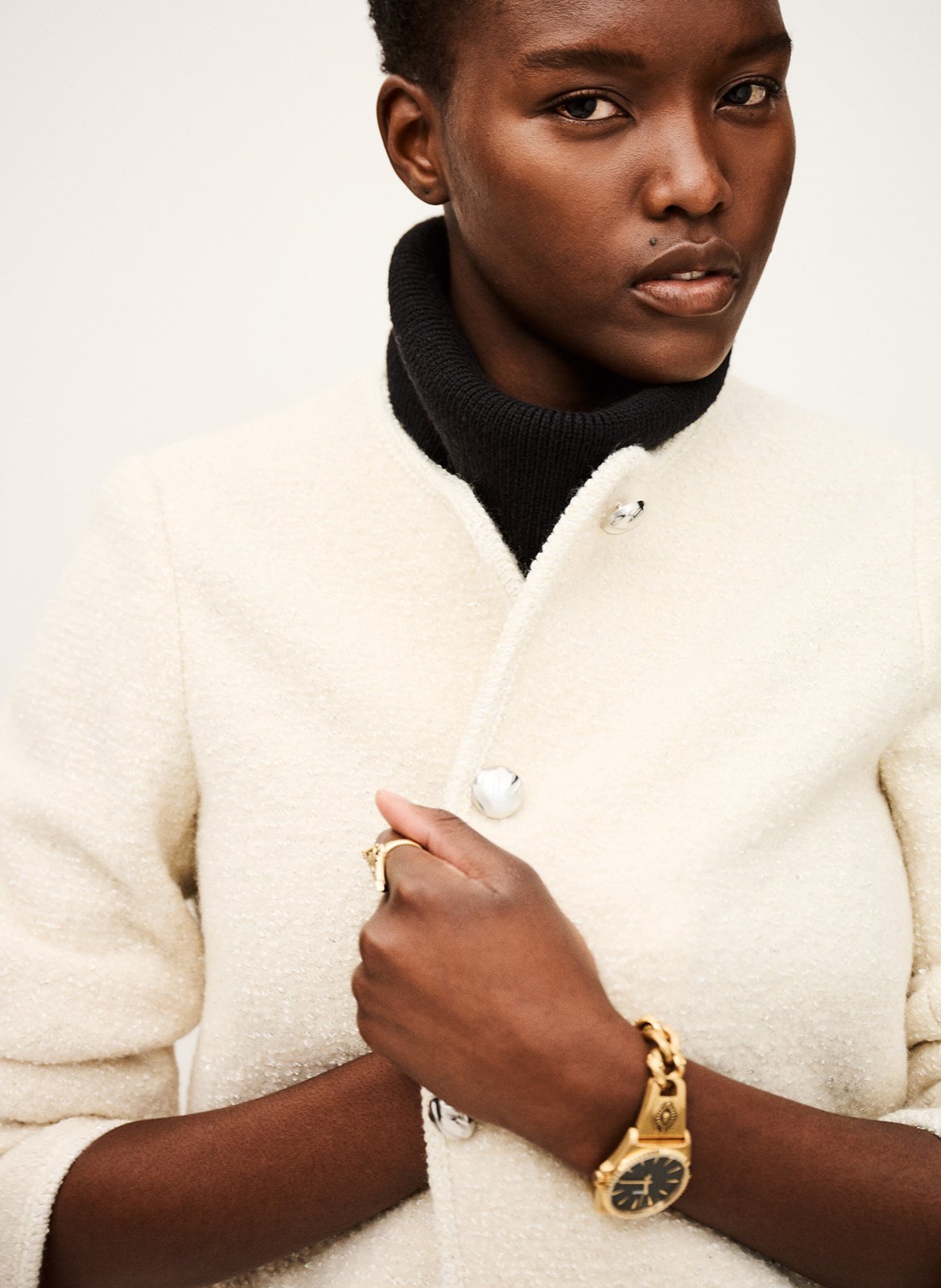 Veste courte boutonnée en maille bouclée BA&SH Beige