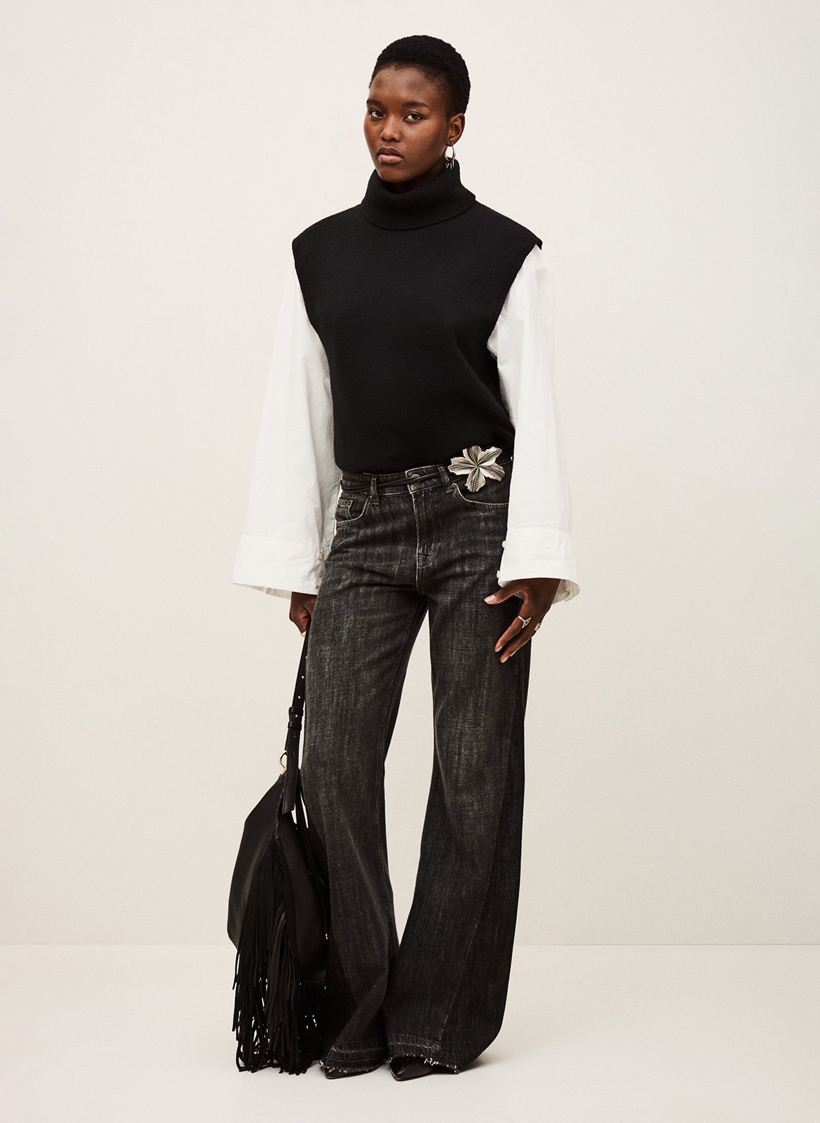 Jean flare en coton bio BA&SH Noir