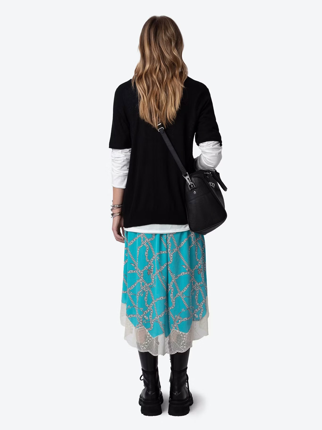 Jupe midi asymétrique en soie ZADIG&amp;VOLTAIRE Bleu