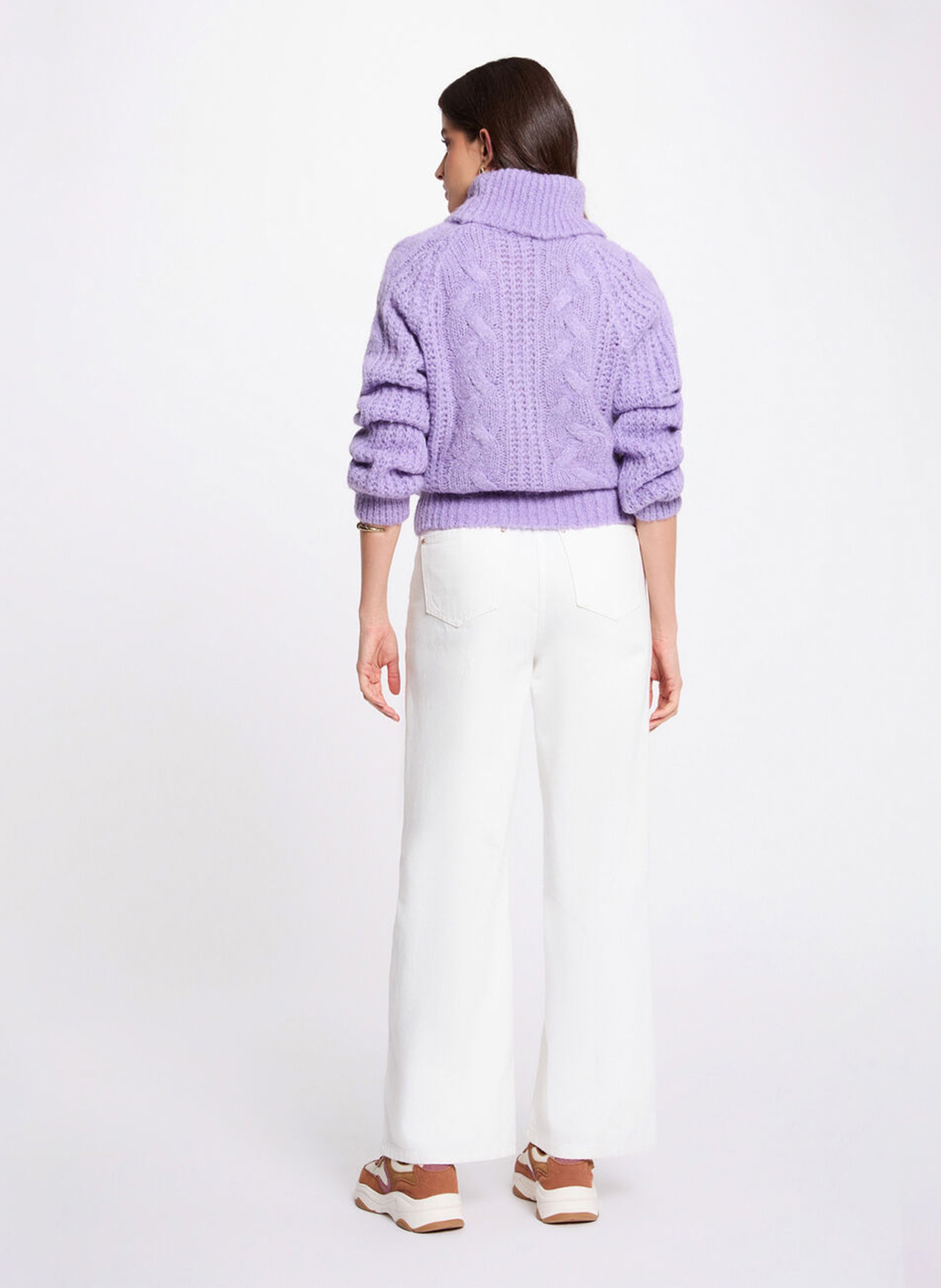 Pull droit col roulé en maille MORGAN Violet