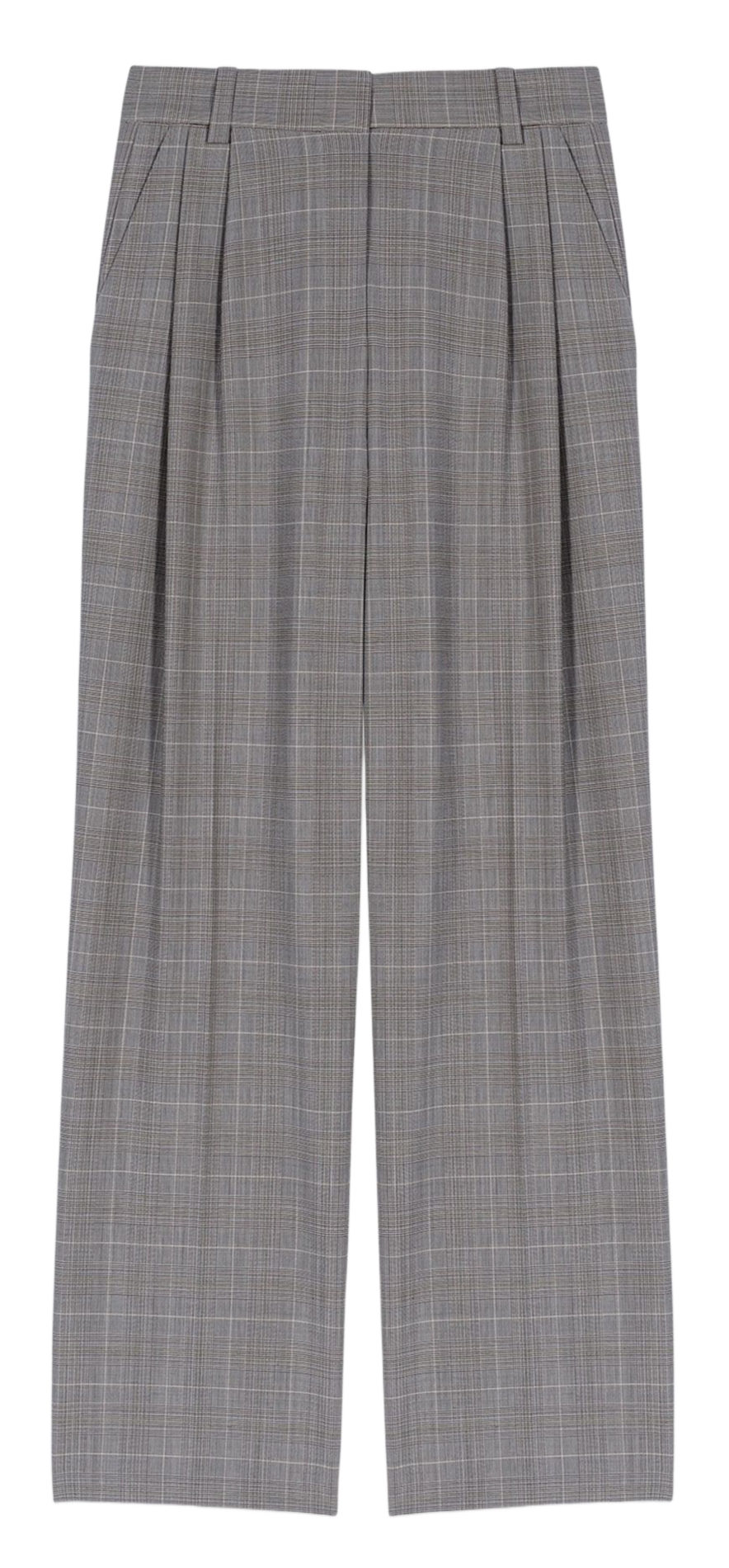 Pantalon palazzo en laine mélangée à carreaux MAJE Gris