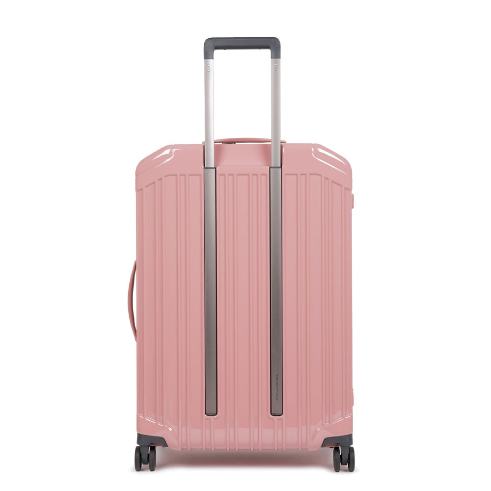 Medium-sized hardshell four-wheel trolley with TSA lock PIQUADRO Pink