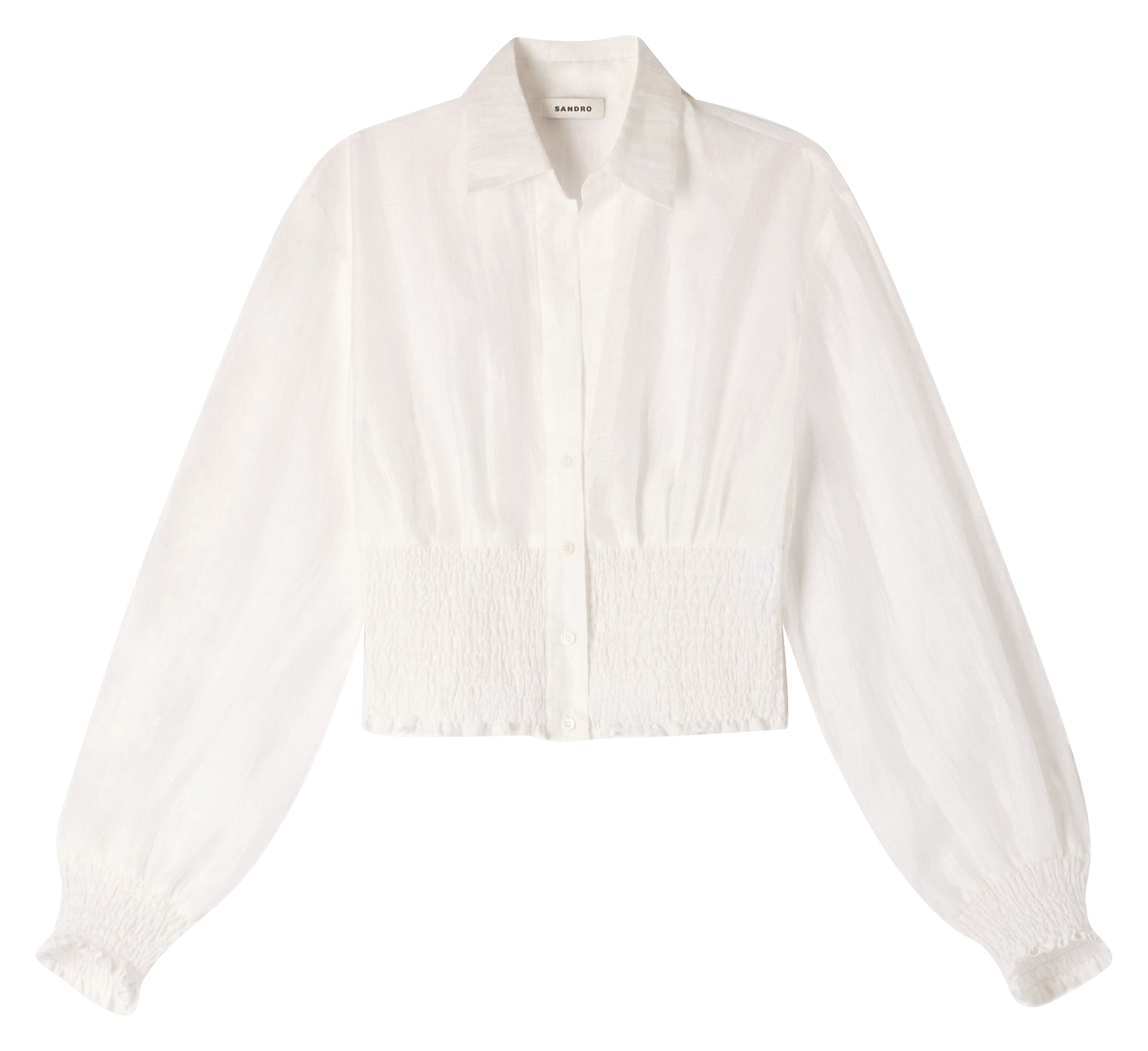 Chemise cintrée courte en lin mélangé SANDRO Blanc