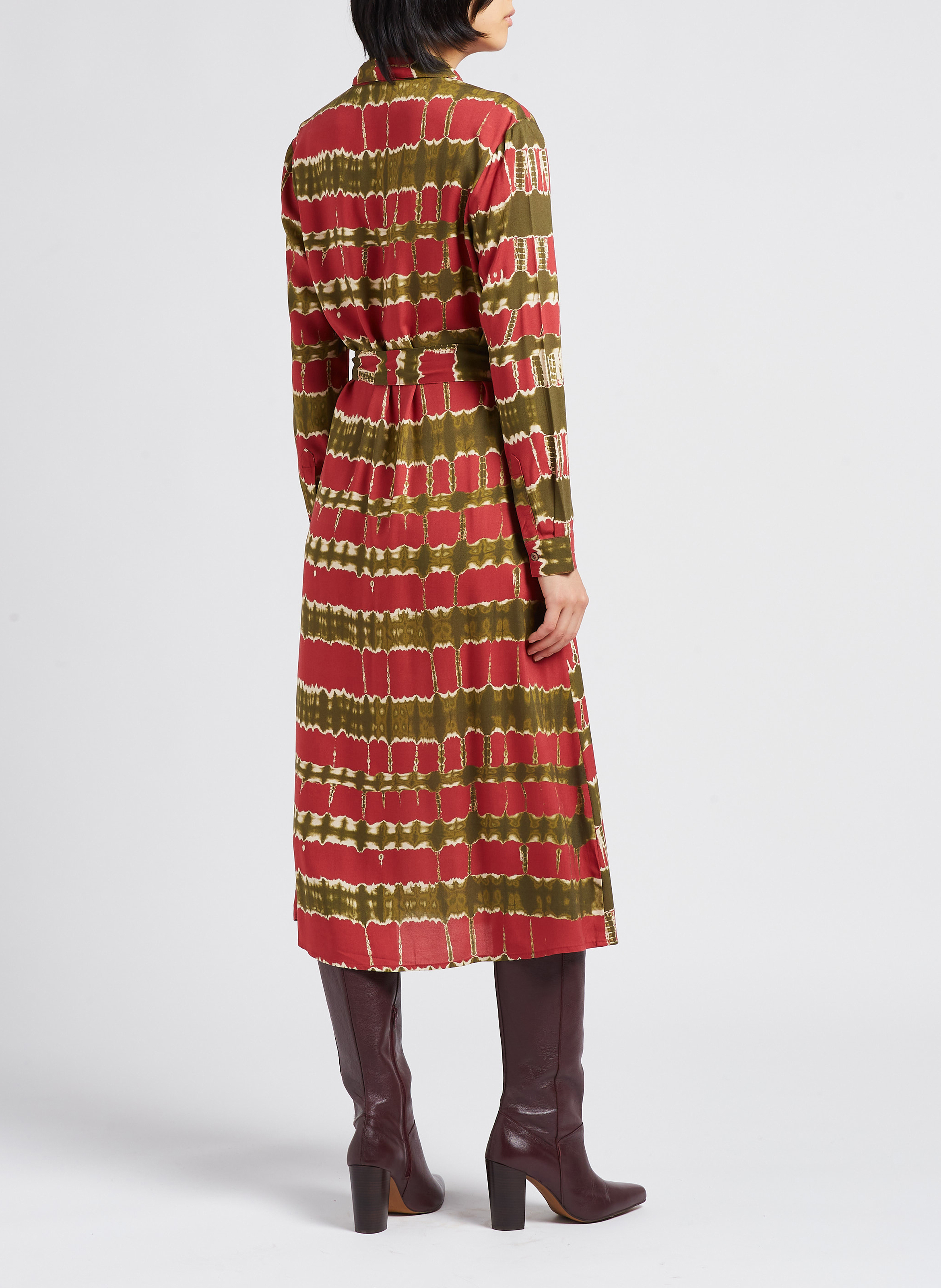 Robe midi col classique imprimé tie & dye LA PETITE ETOILE Rose