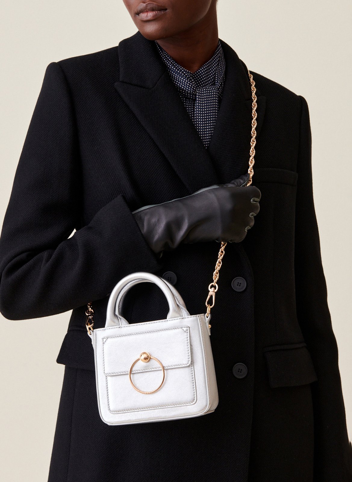 Effen, leren handtas CLAUDIE PIERLOT Zilver