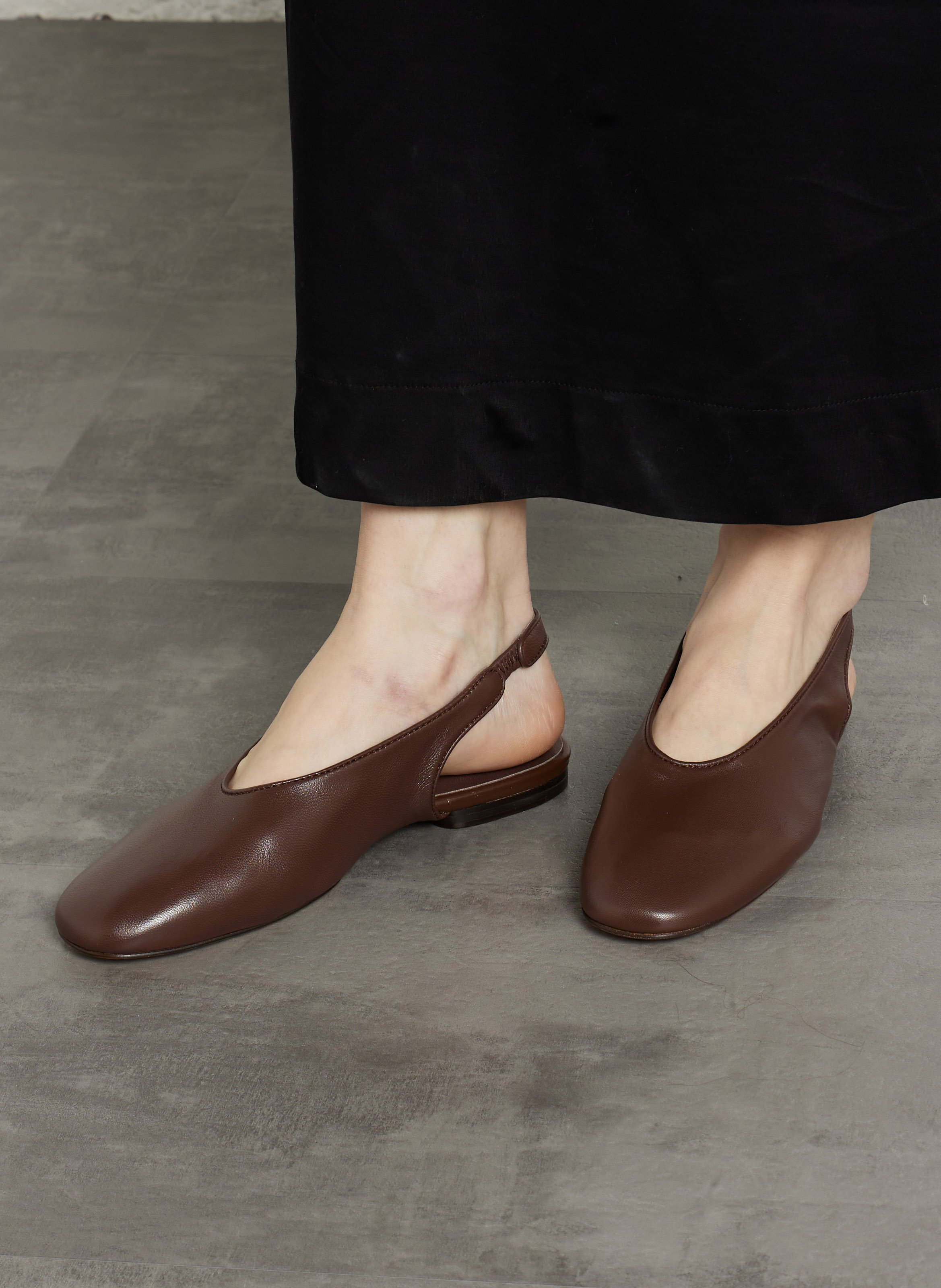 Flat leather slingbacks SOEUR Brown