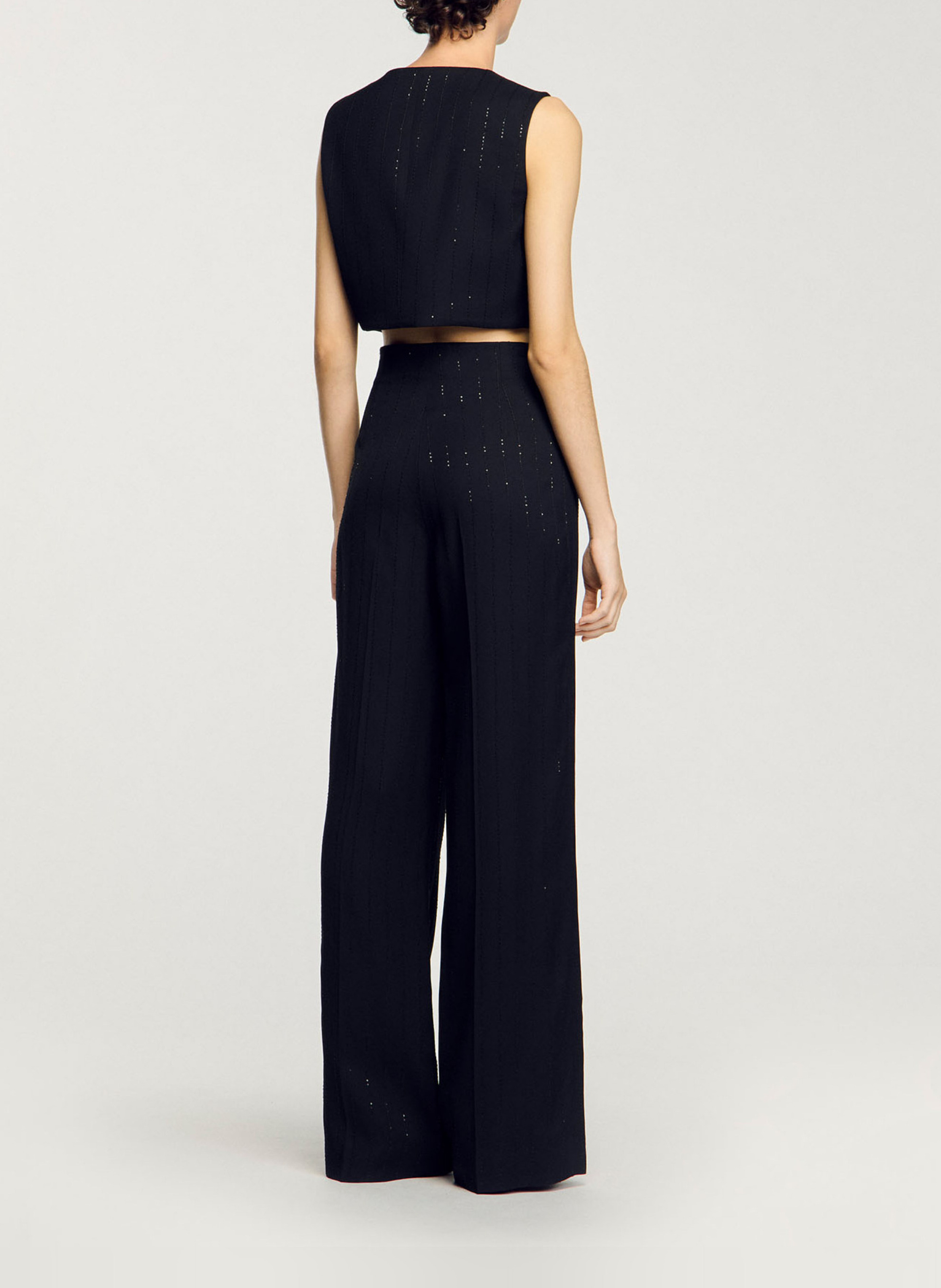 Gestreept colbert met pailletten SANDRO Zwart