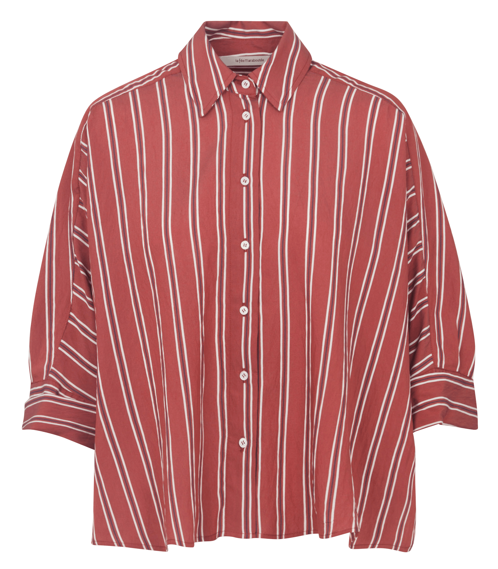 Oversized blouse met klassieke kraag en strepen LA FEE MARABOUTEE Rood