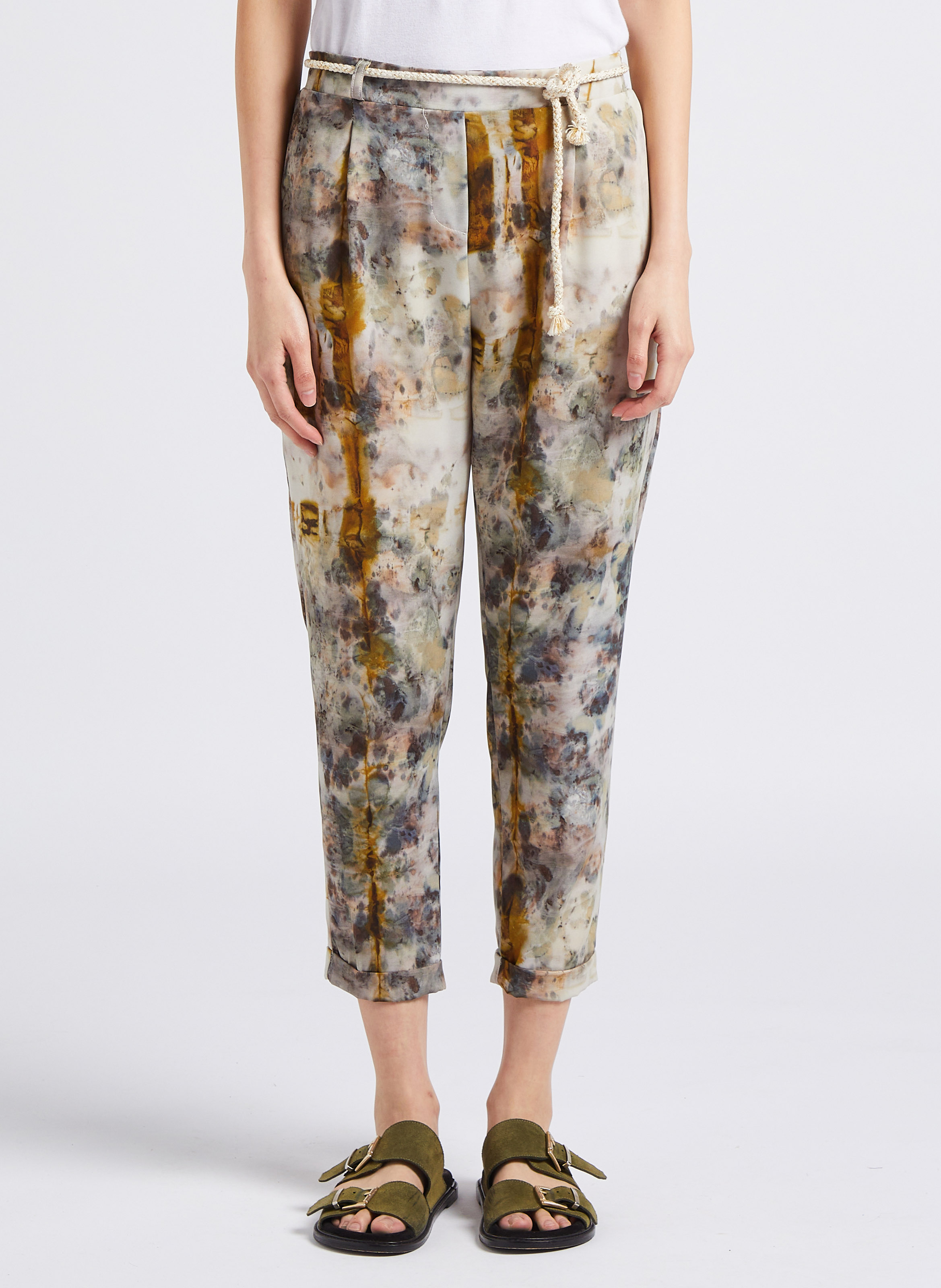 Pantalon carotte taille haute PLEASE Beige