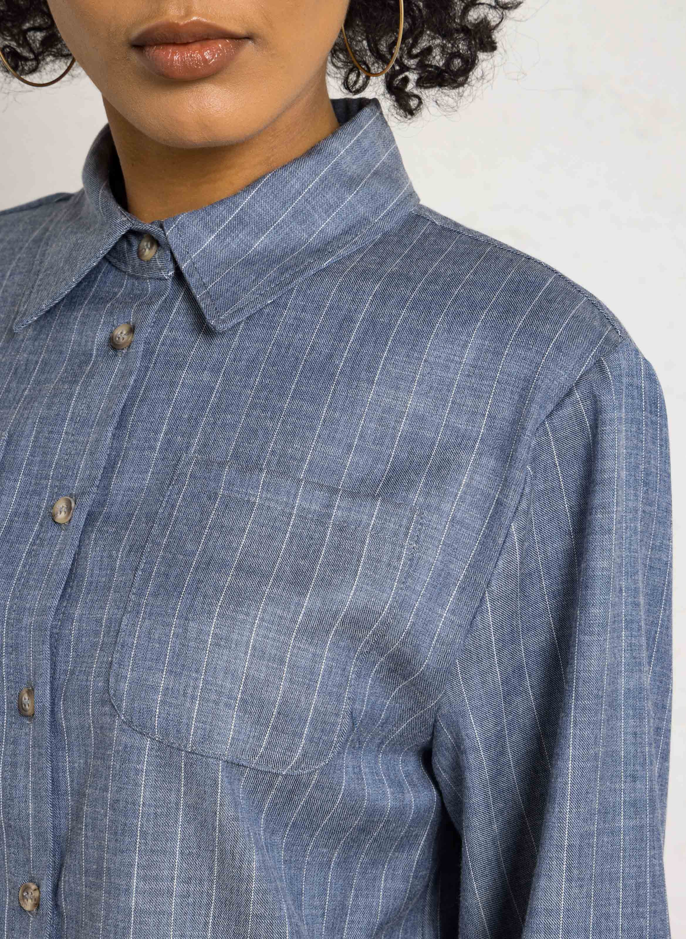 Chemise oversize col classique  PLEASE Bleu